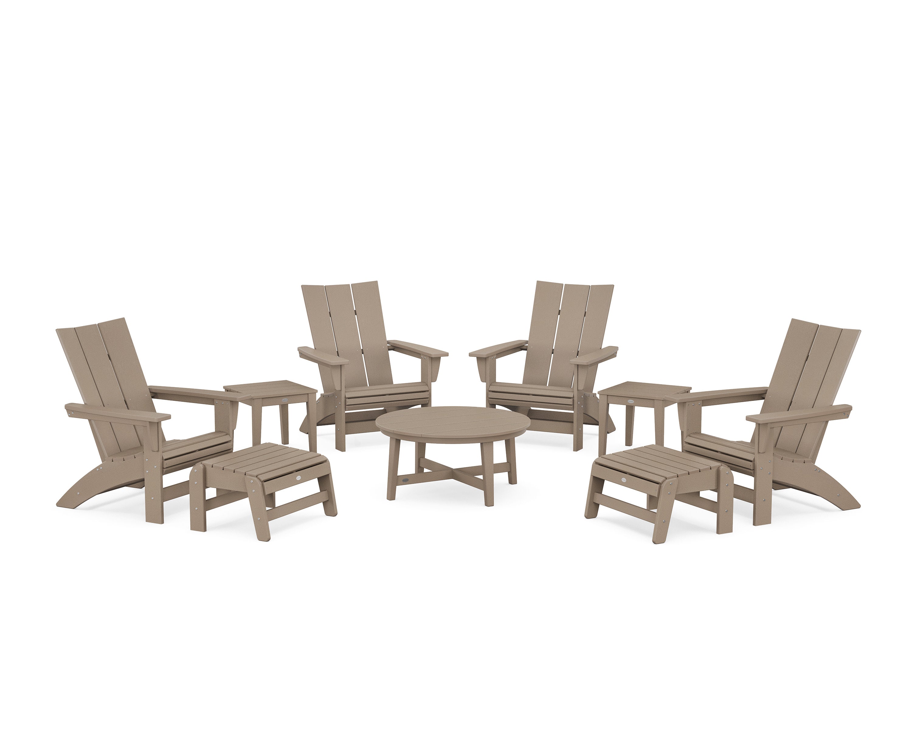 Modern Grand Adirondack 9-Piece Conversation Set in Vintage Sahara