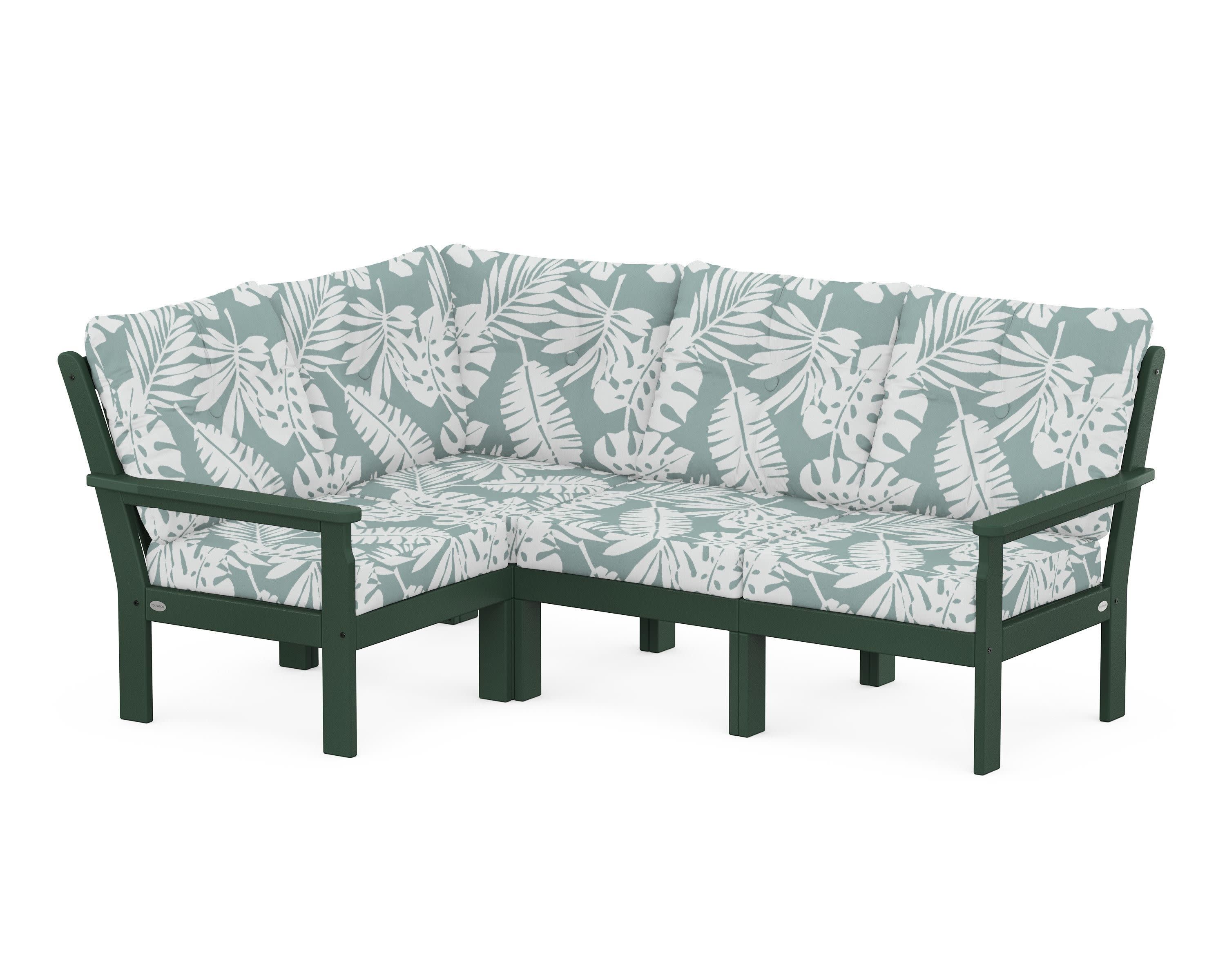 Vineyard 4-Piece Sectional in Green / Leaf Glacier Spa