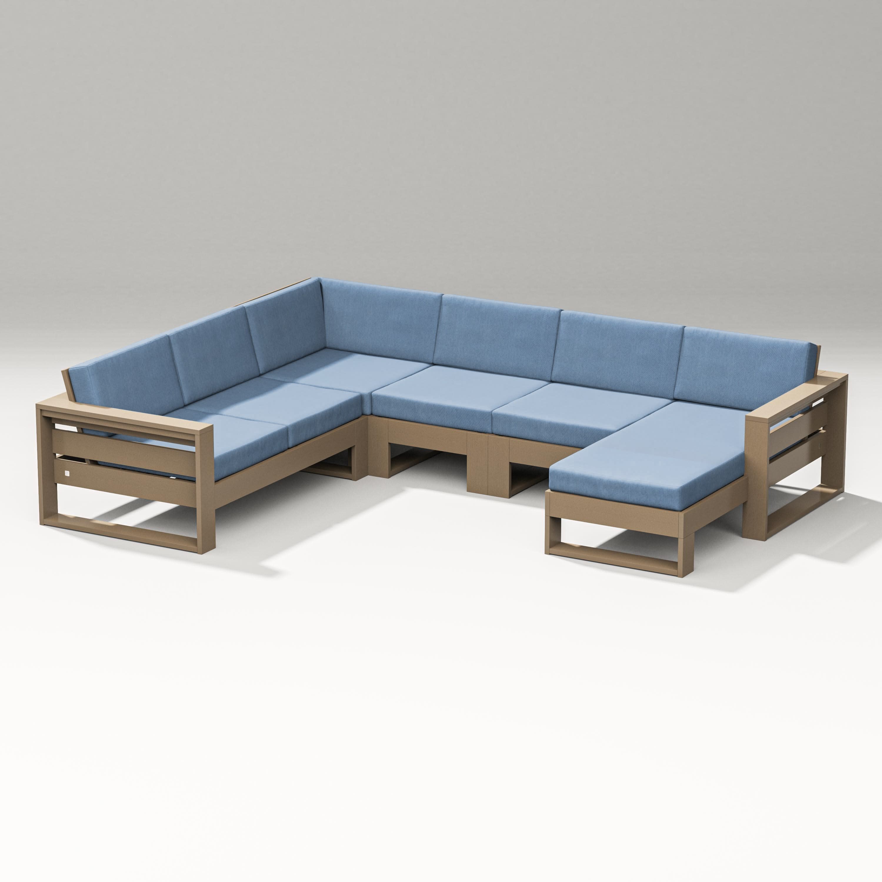 Latitude Corner Sectional with Right Chaise in Vintage Sahara / Sky Blue