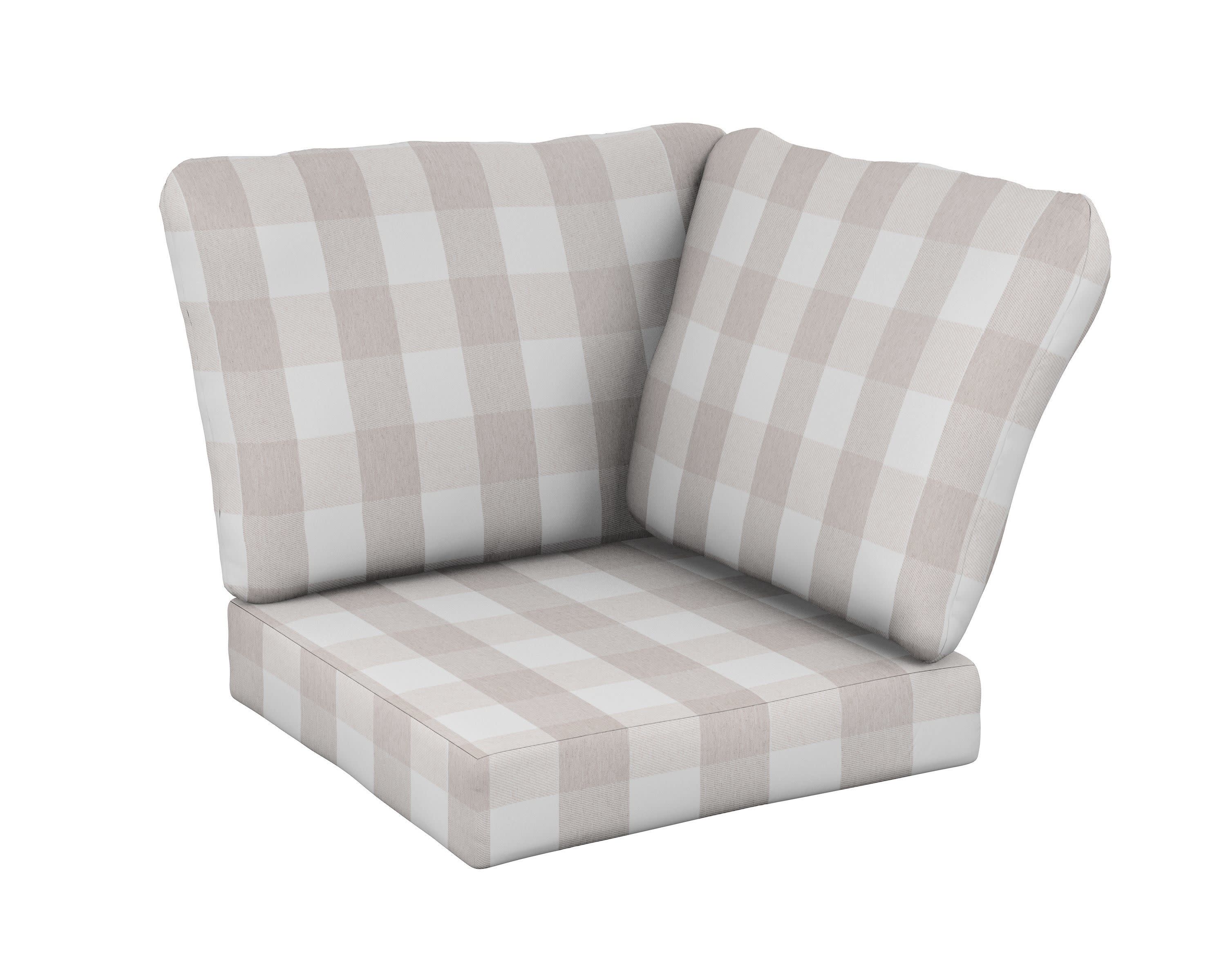 Baffle Modular Corner Cushion in Buffalo Plaid Dune Burlap