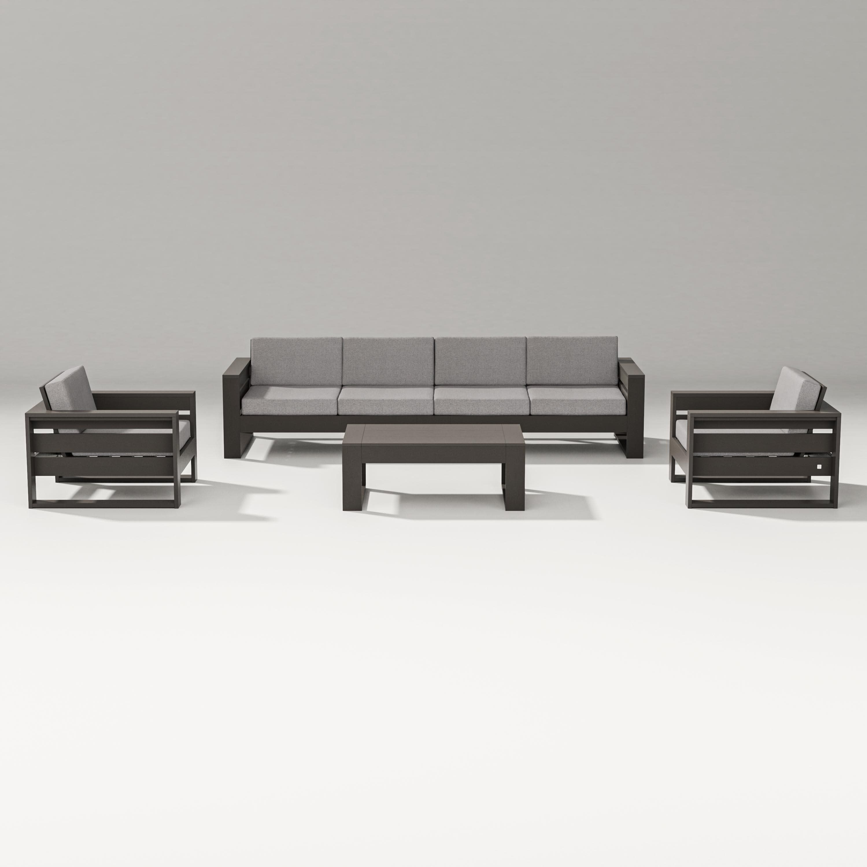 Latitude 5-Piece Lounge Sofa Set in Vintage Coffee / Grey Mist