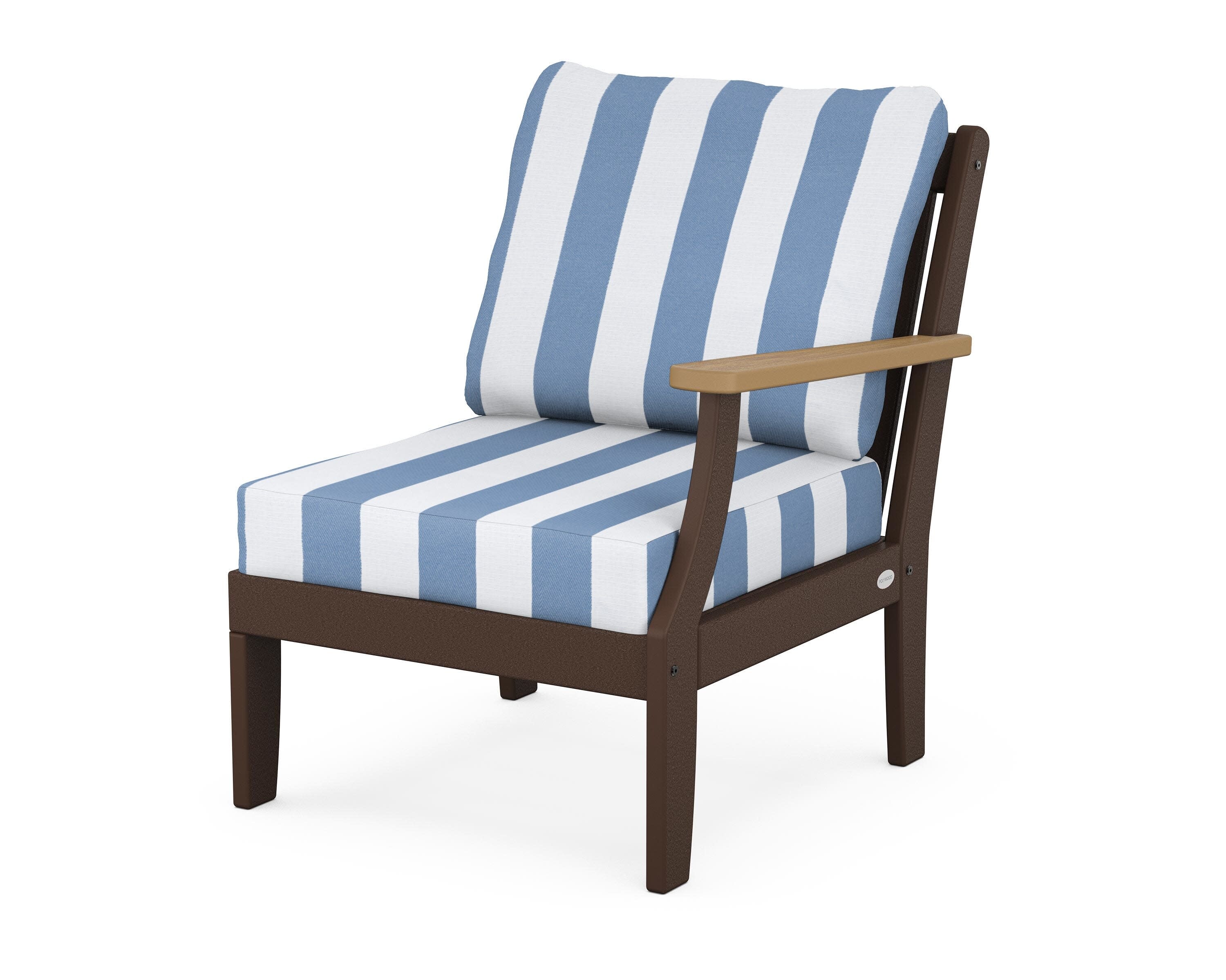 Braxton Modular Right Arm Chair in Mahogany / Natural / Cabana Stripe Sky Blue