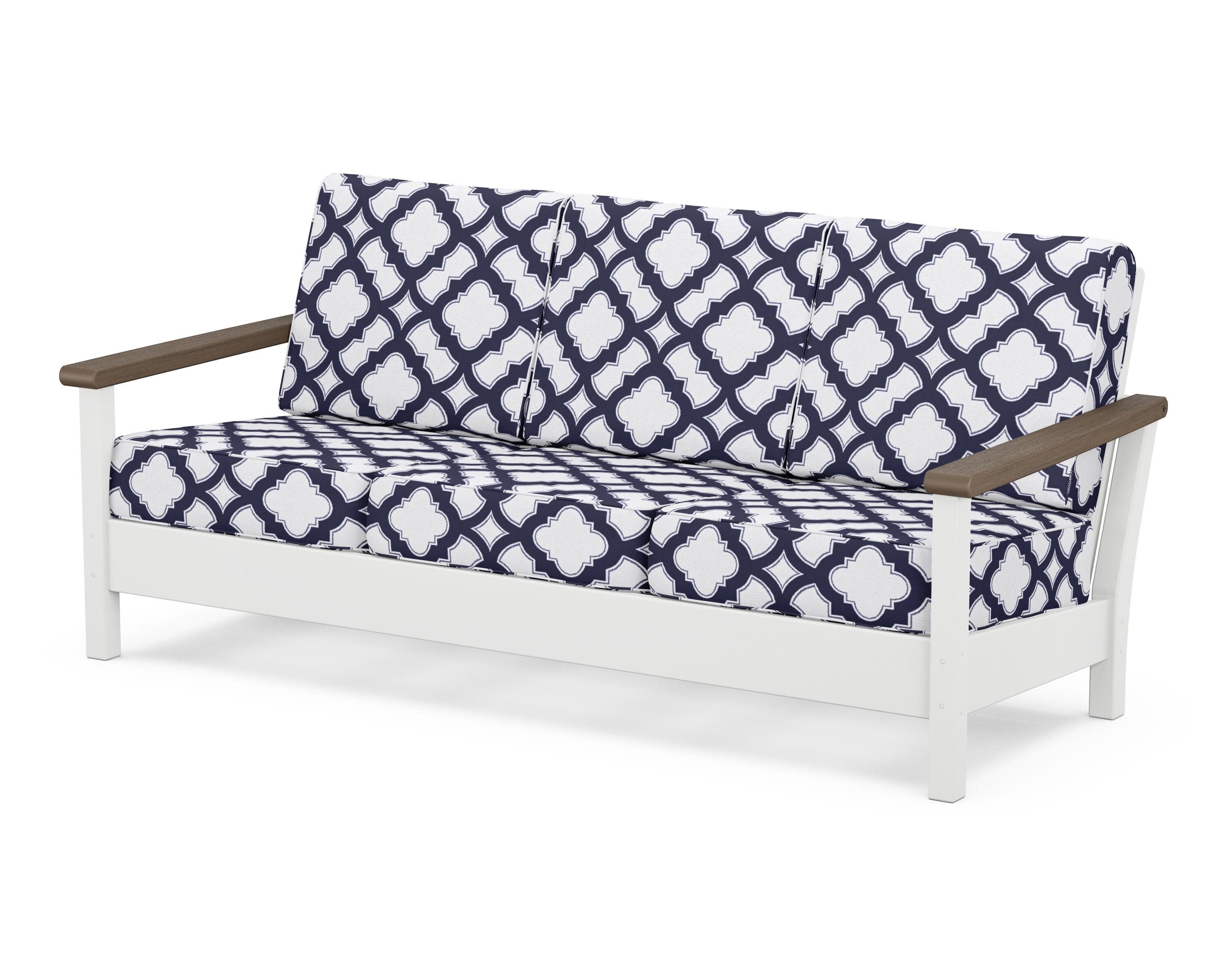 Harbour Deep Seating Sofa in White / Kona / Trellis Navy