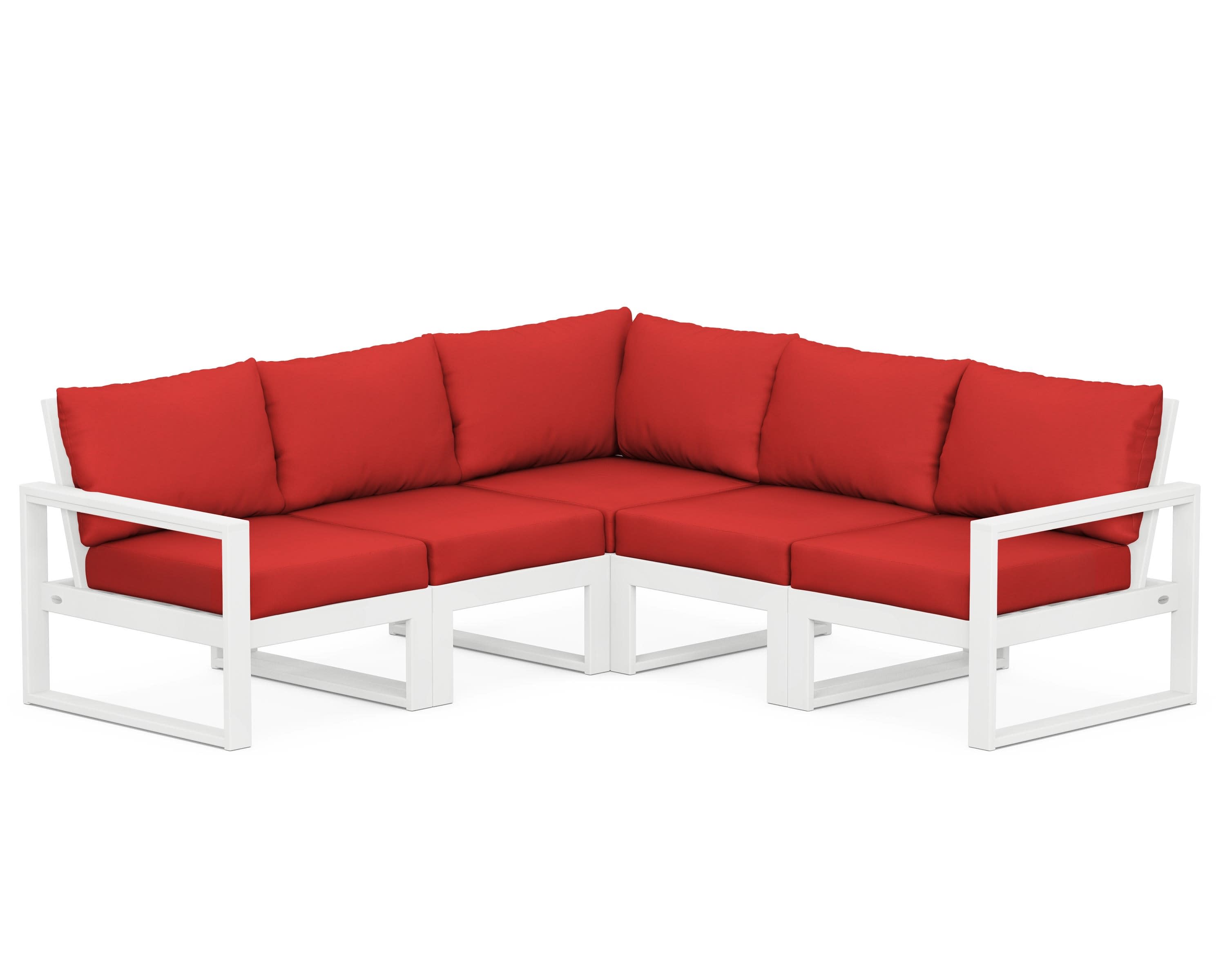 EDGE 5-Piece Modular Deep Seating Set in White / Crimson Linen