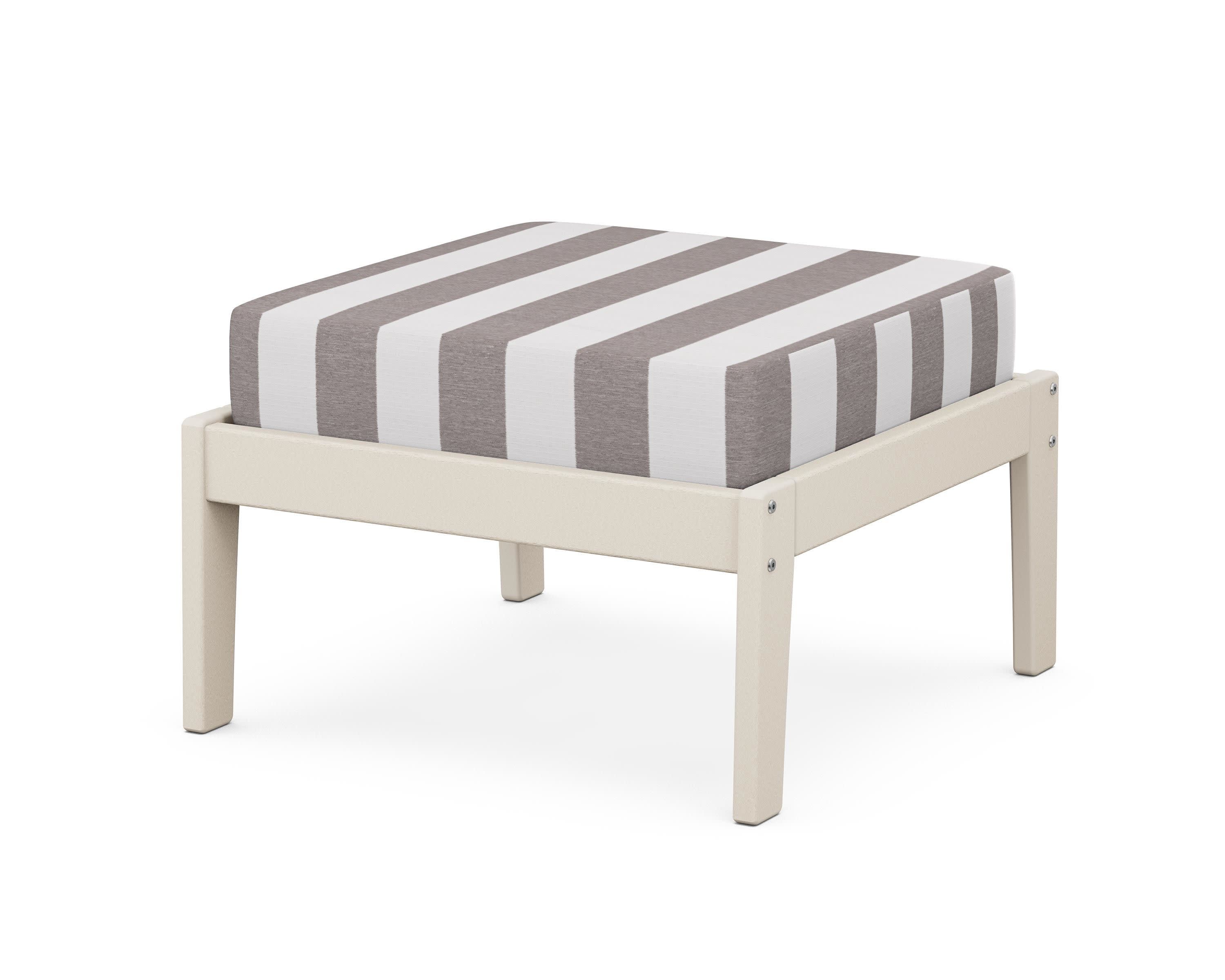 Deep Seating Ottoman in Sand / Cabana Stripe Grey Mist