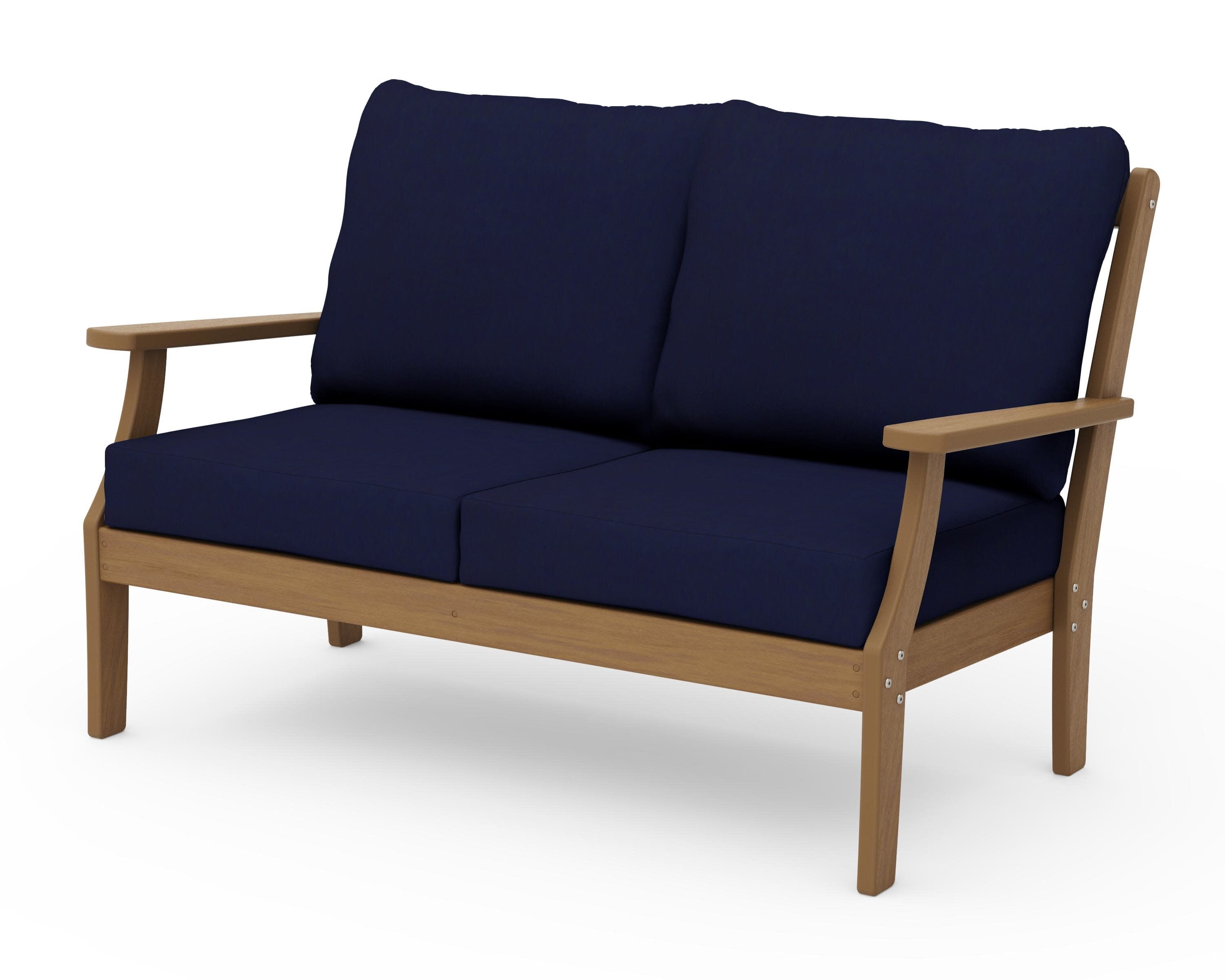 Braxton Deep Seating Loveseat in Natural / Navy