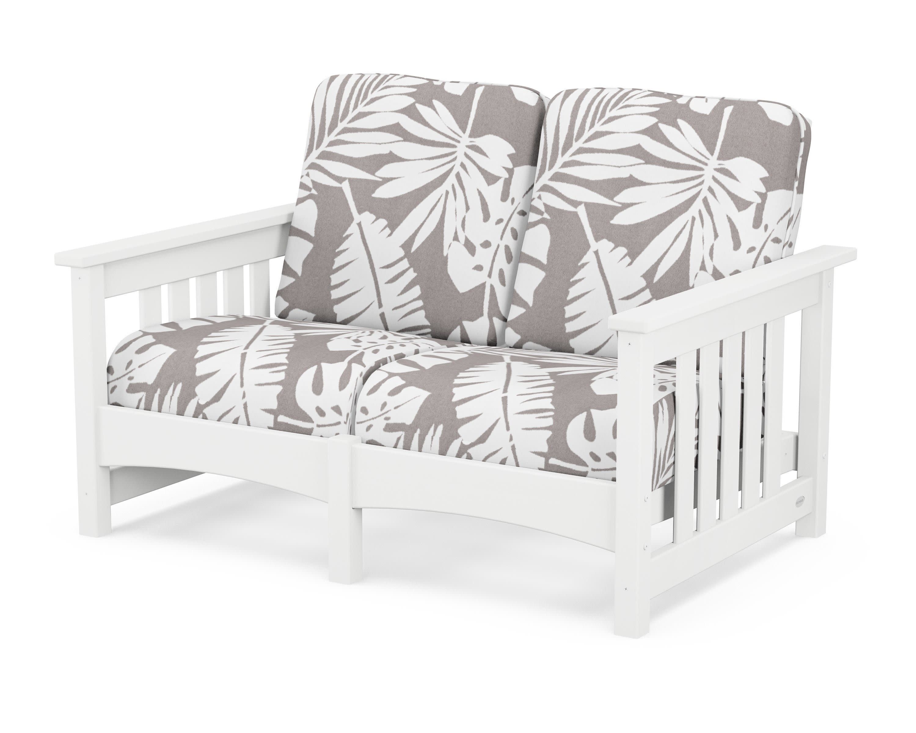 Club Mission Loveseat in White / Leaf Grey Mist