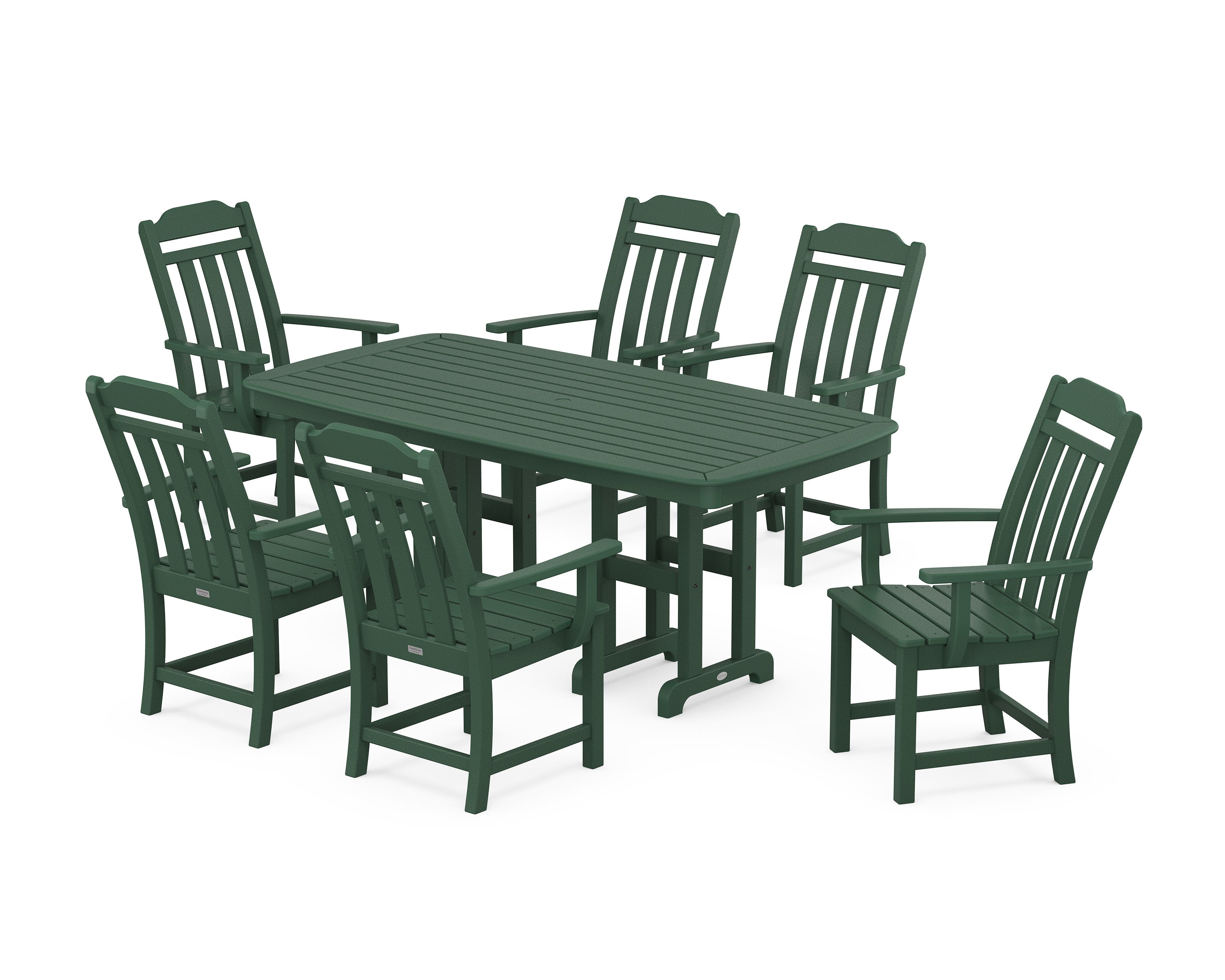 Cottage Arm Chair 7-Piece Dining Set in Green