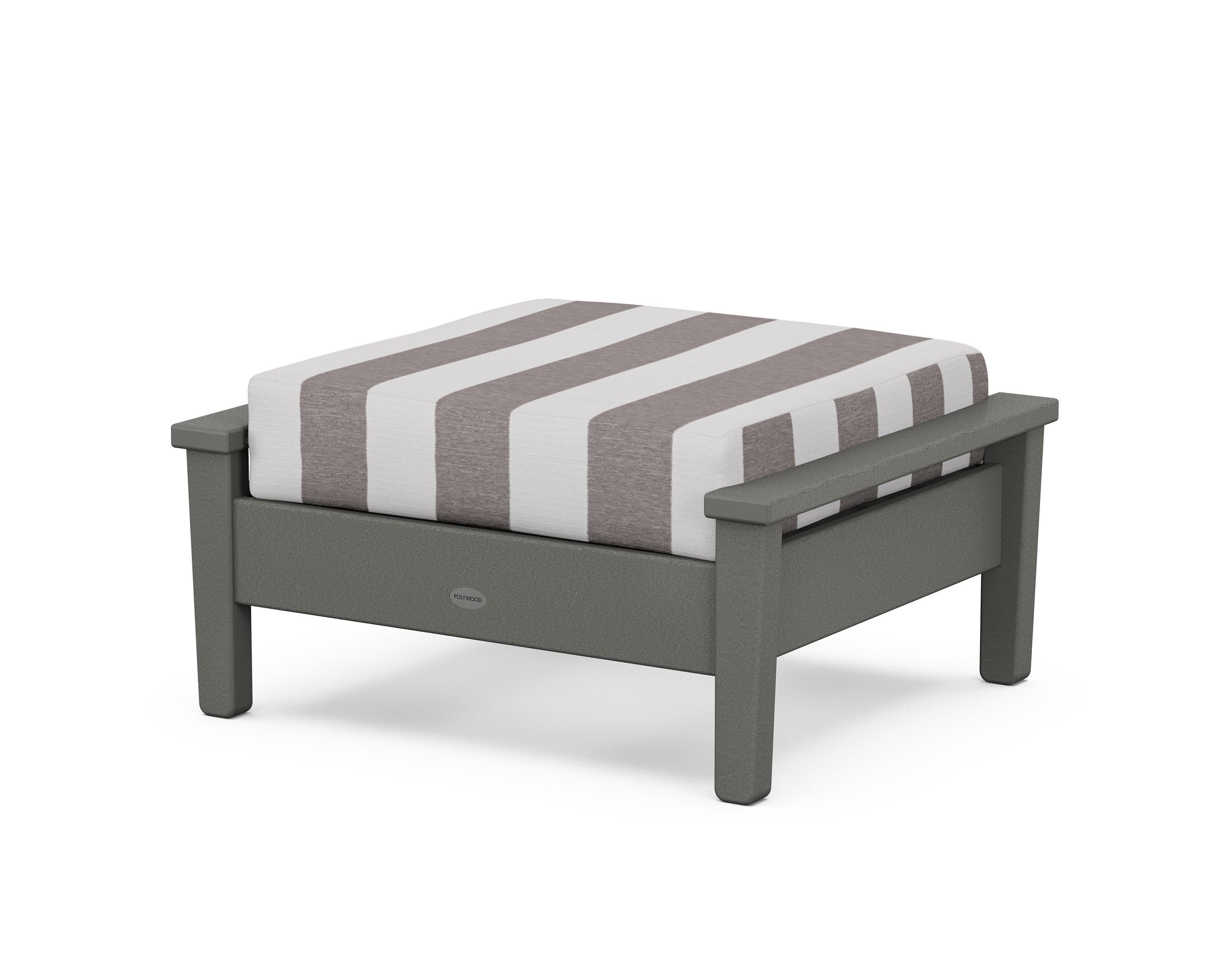 Prescott Deep Seating Ottoman in Slate Grey / Cabana Stripe Grey Mist