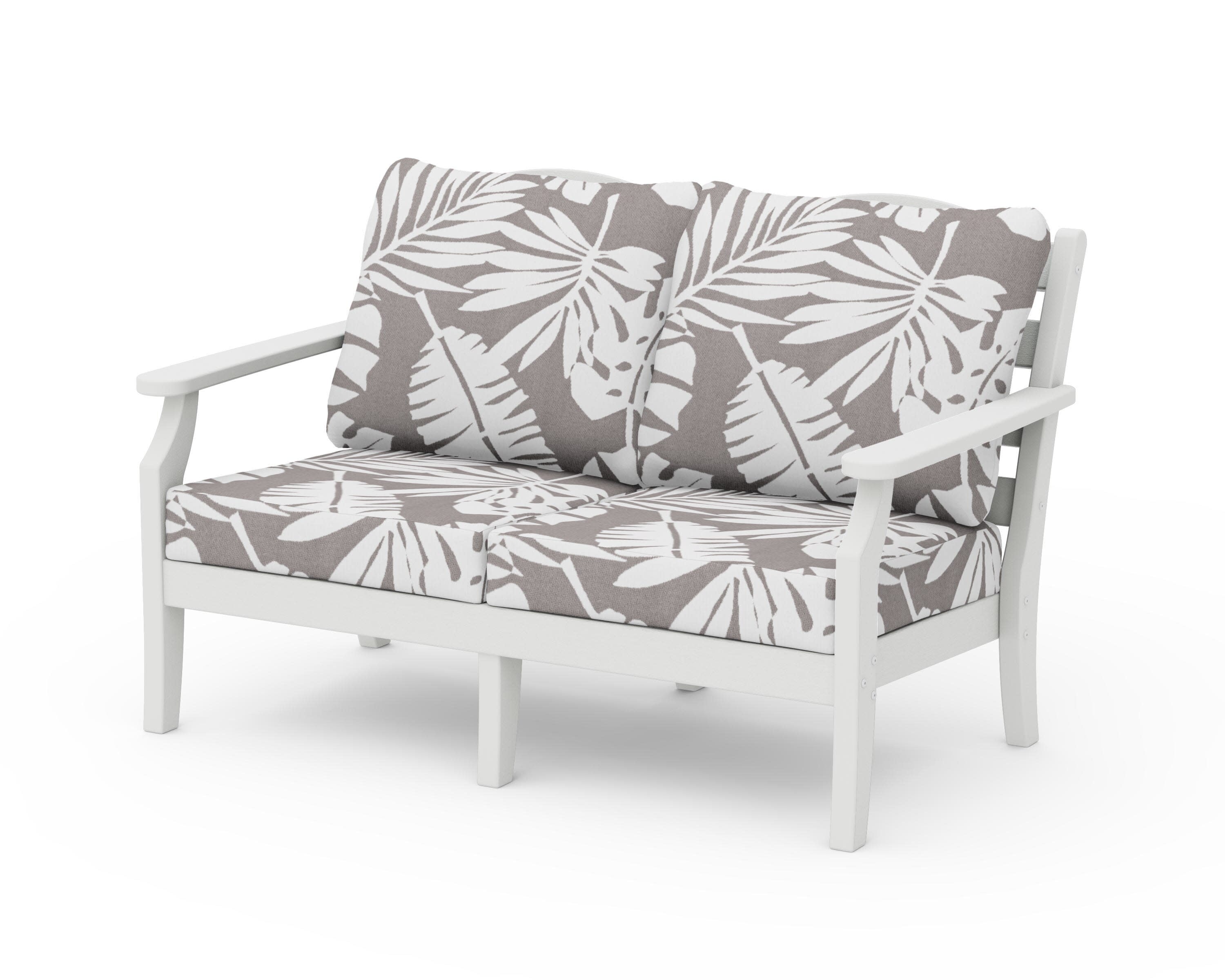 Savannah Deep Seating Loveseat in Vintage White / Leaf Grey Mist