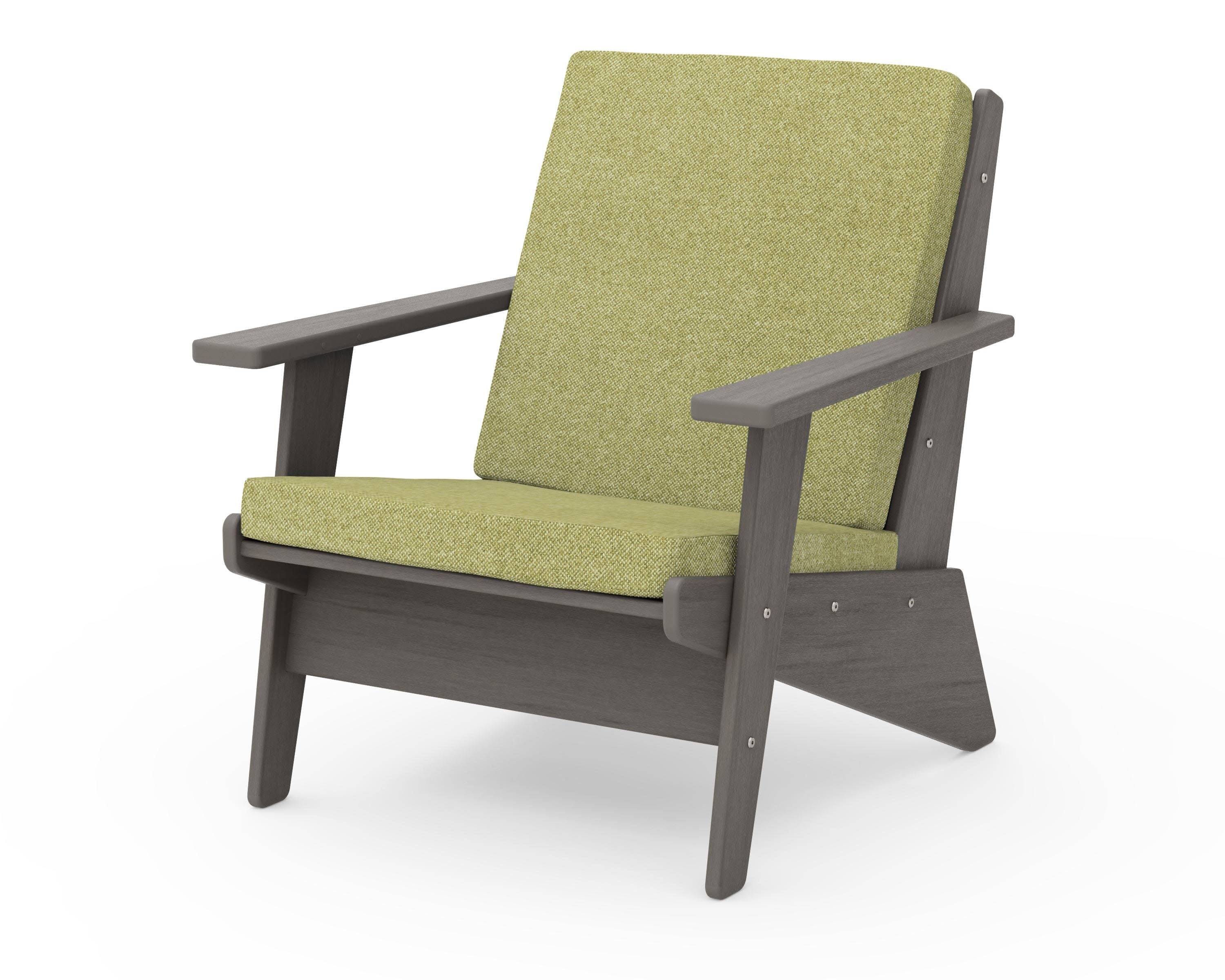 Riviera Modern Lounge Chair in Driftwood / Chartreuse Boucle