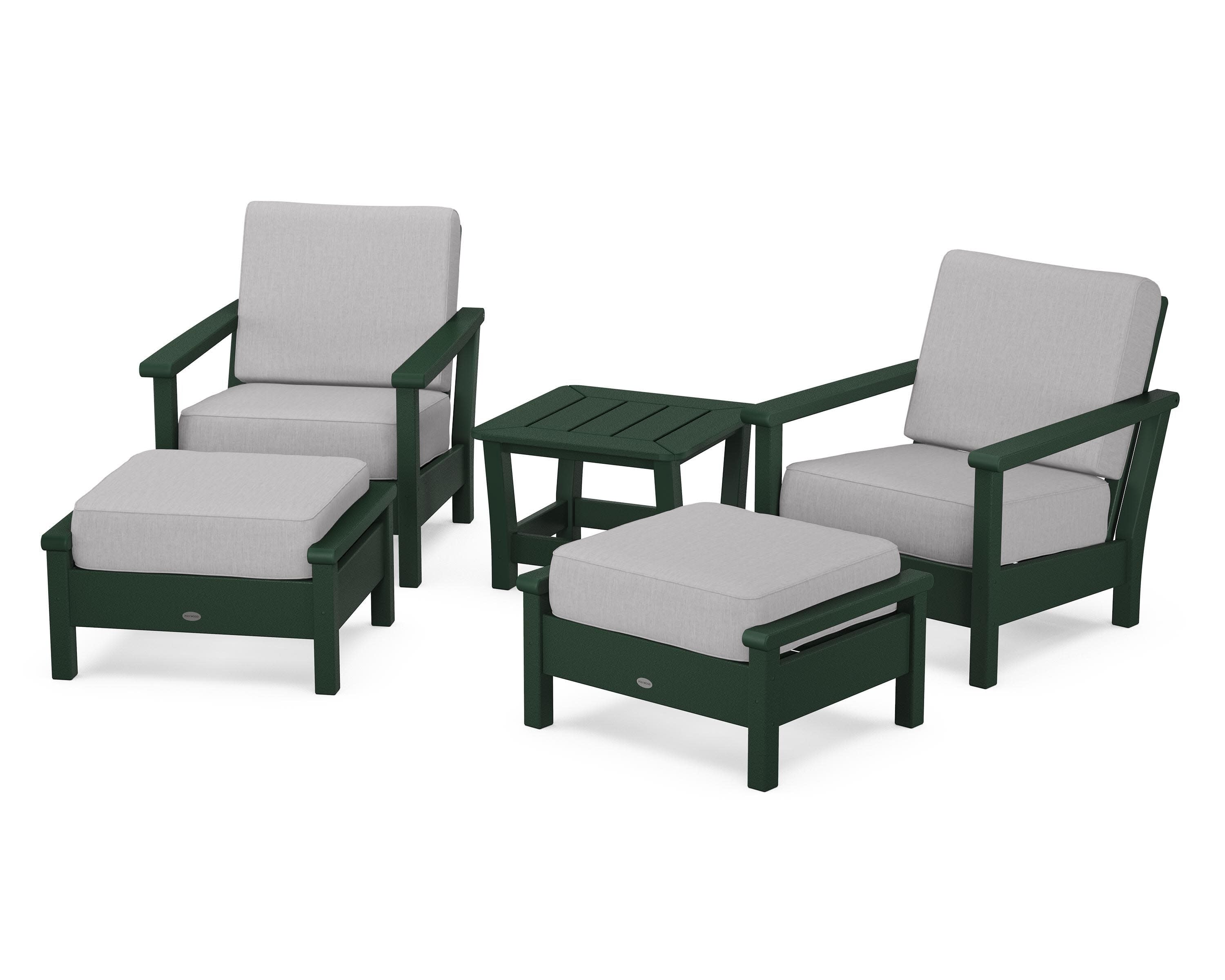 Harbour 5-Piece Deep Seating Chair Set in Green / Granite