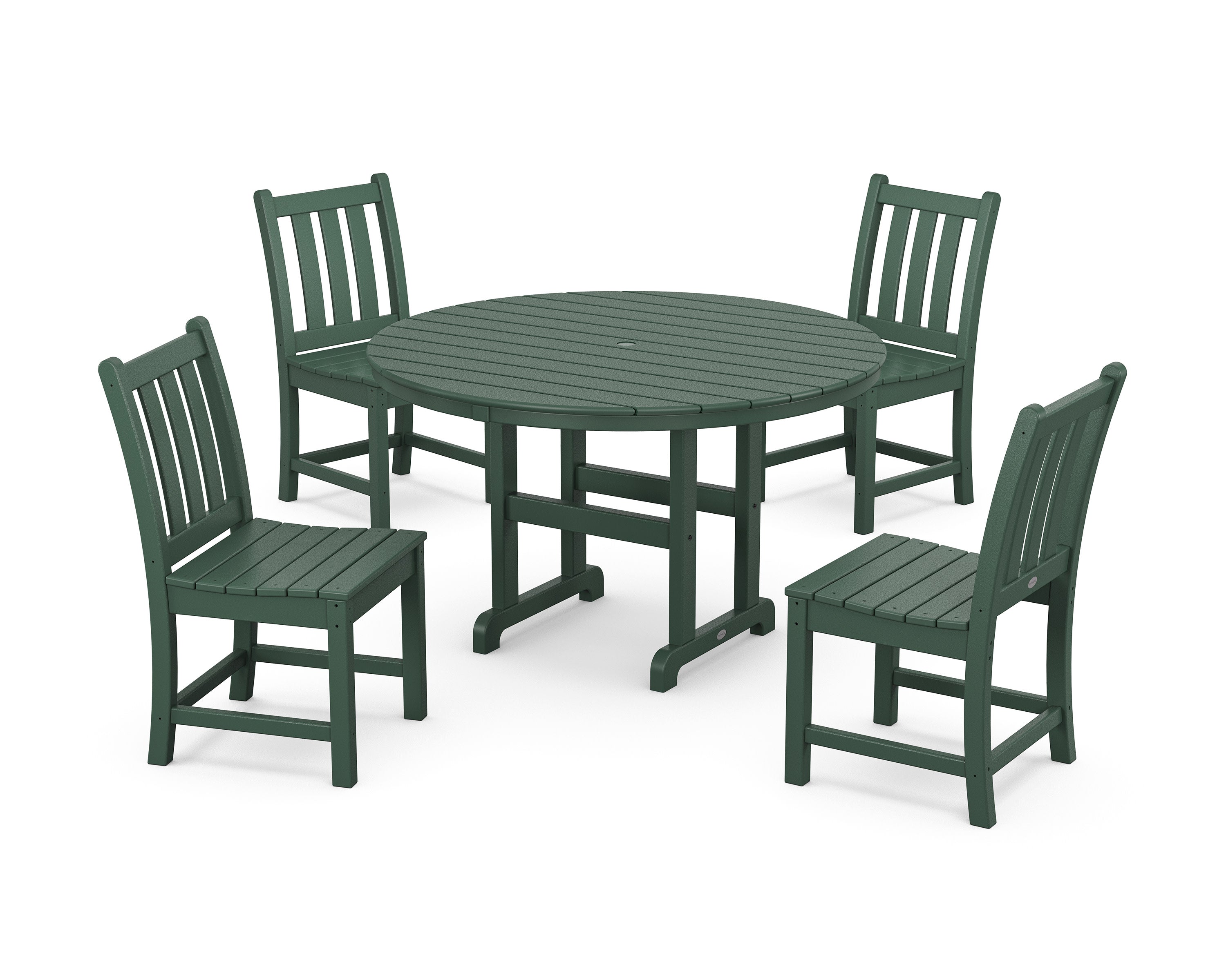 Traditional Garden Side Chair 5-Piece Round Farmhouse Dining Set in Green