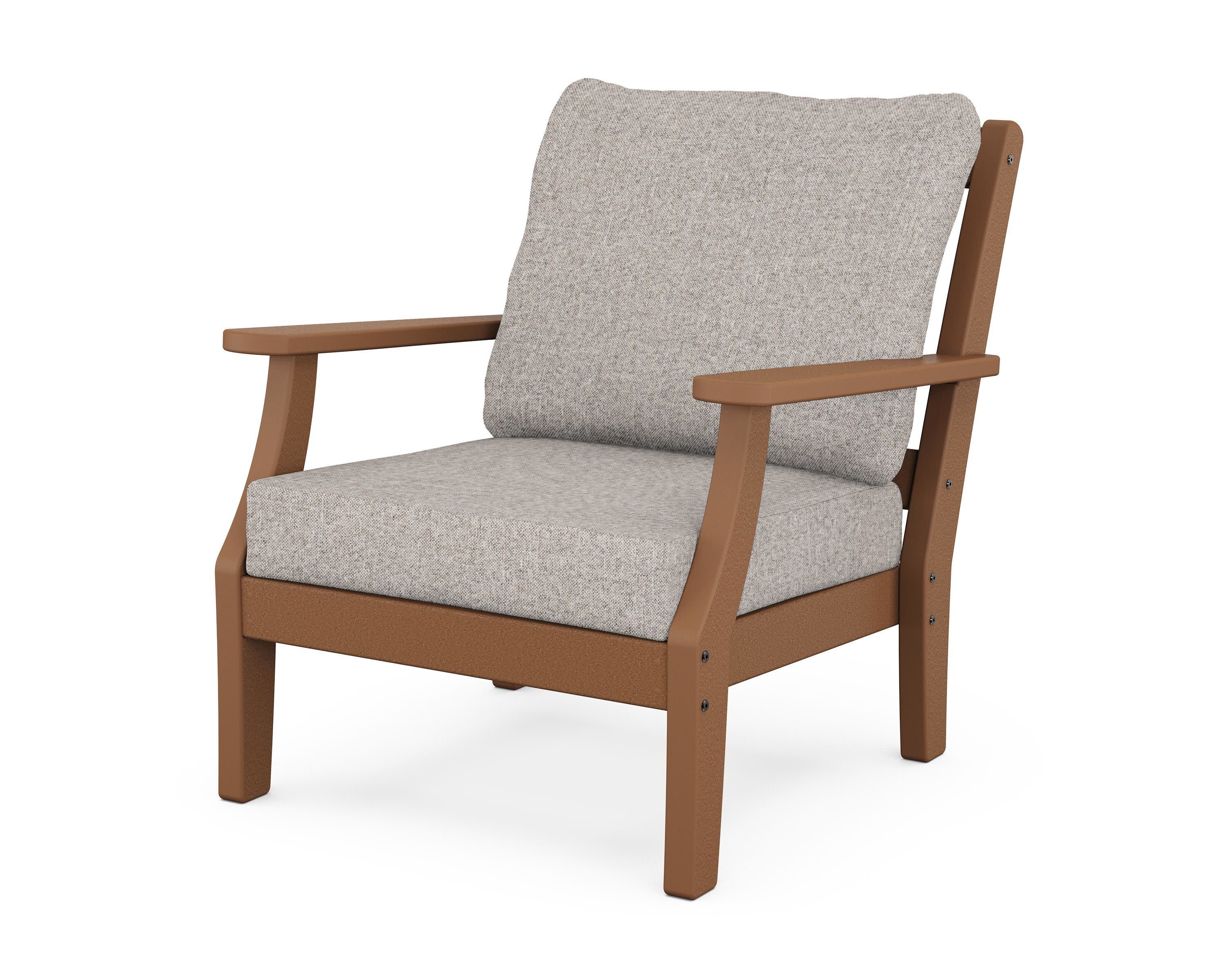 Chinoiserie Deep Seating Chair in Teak / Weathered Tweed