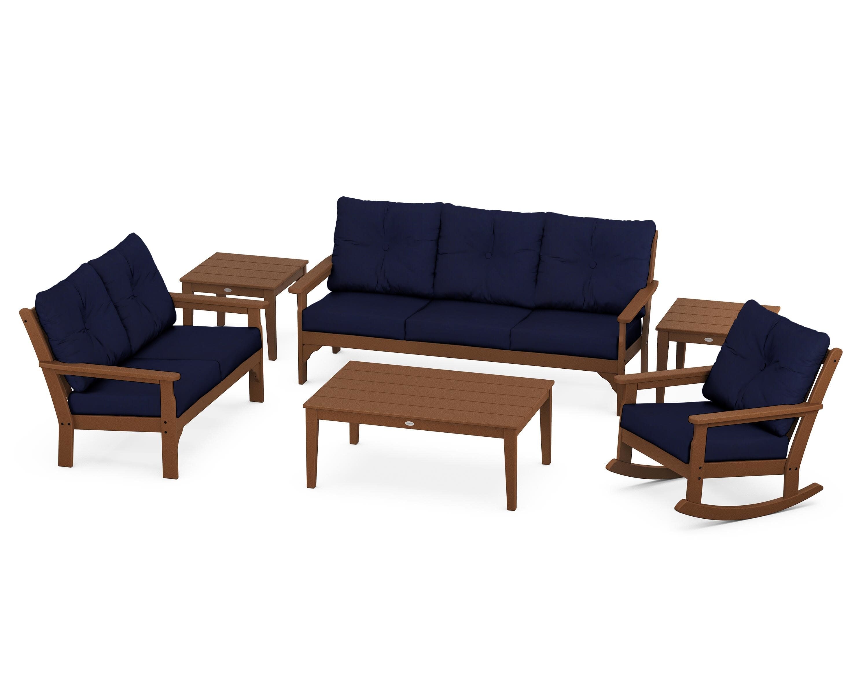 Vineyard 6-Piece Deep Seating Set in Teak / Navy