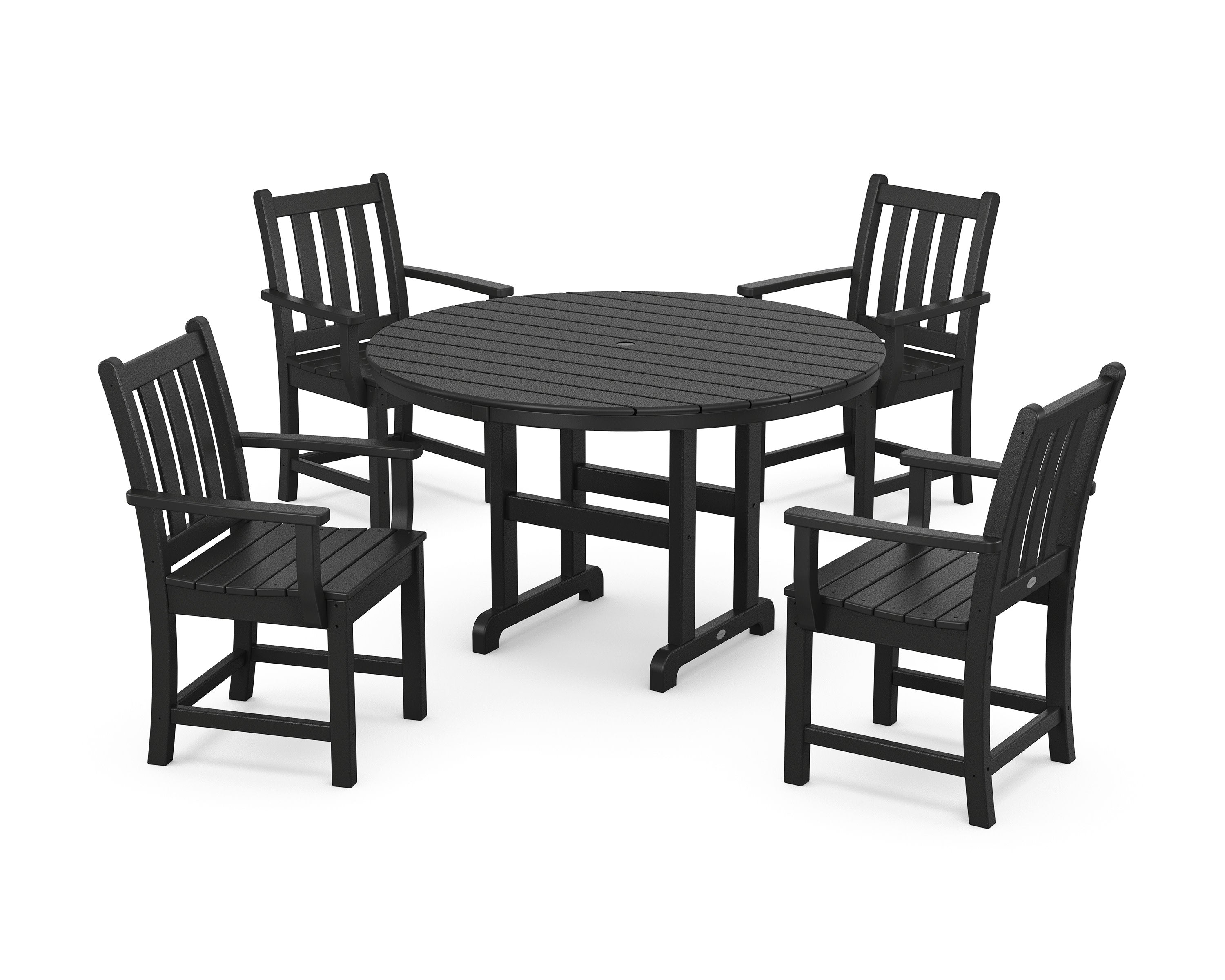 Traditional Garden 5-Piece Round Farmhouse Dining Set in Black