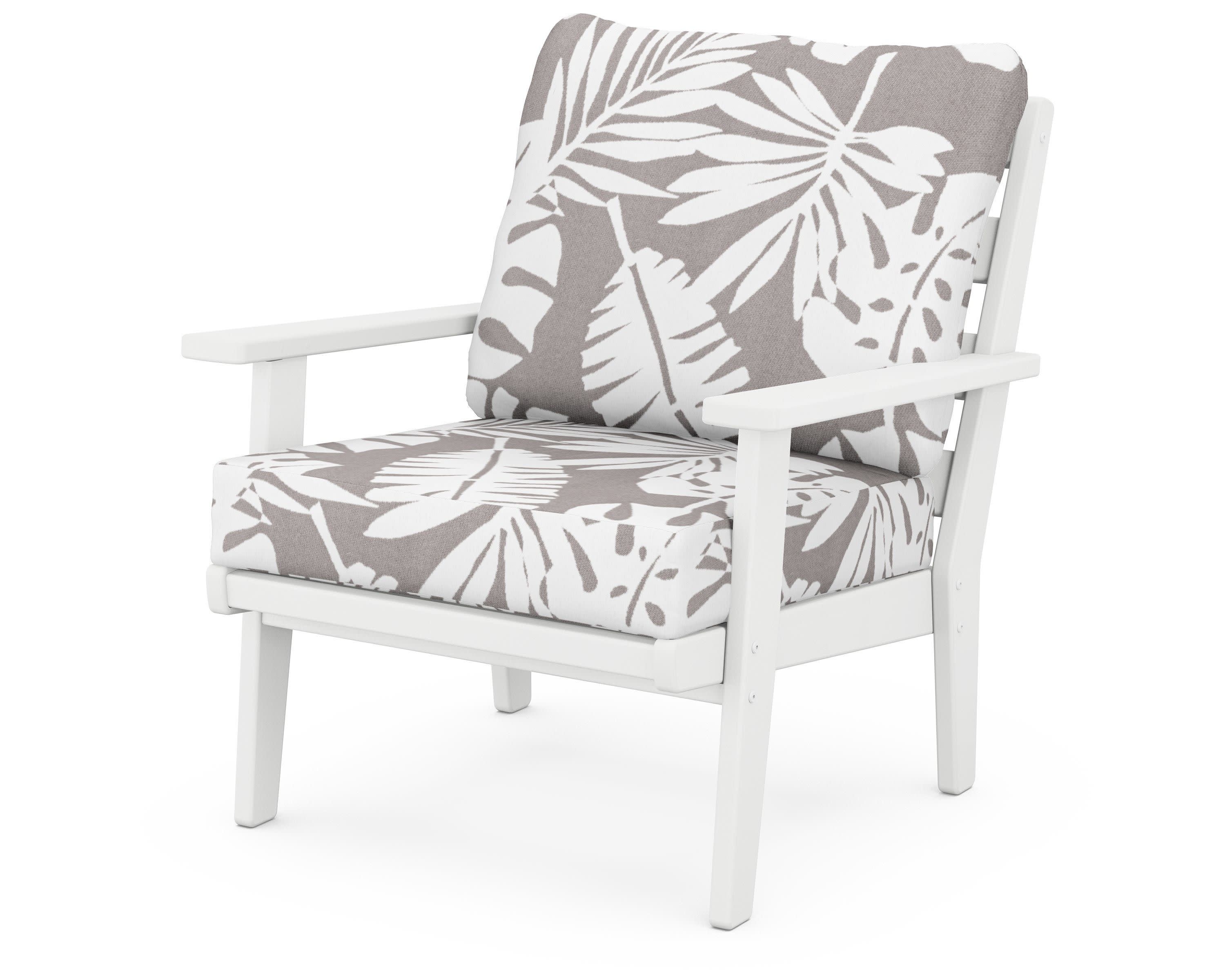 Grant Park Deep Seating Chair in White / Leaf Grey Mist