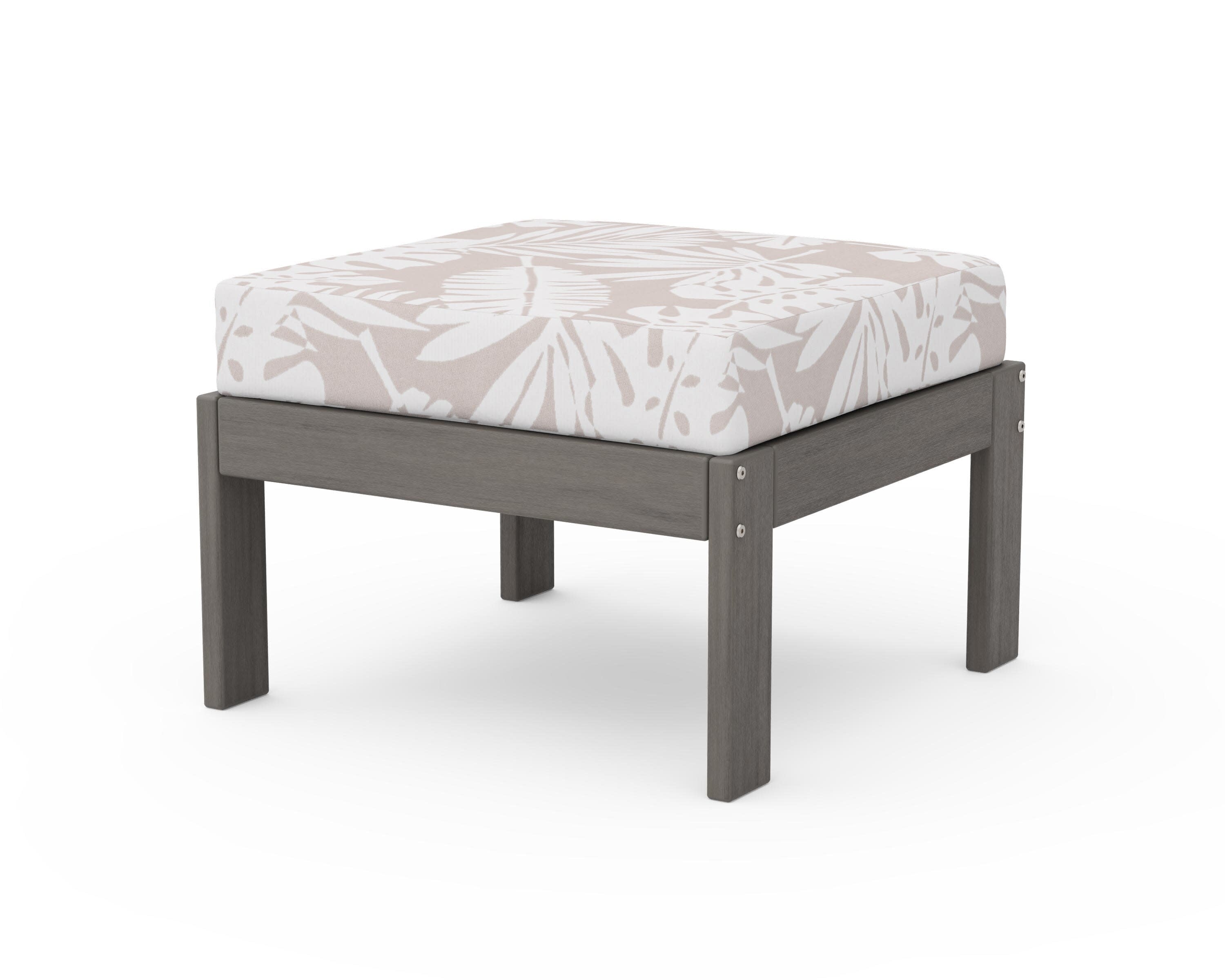 Vineyard Modular Ottoman in Driftwood / Leaf Dune Burlap