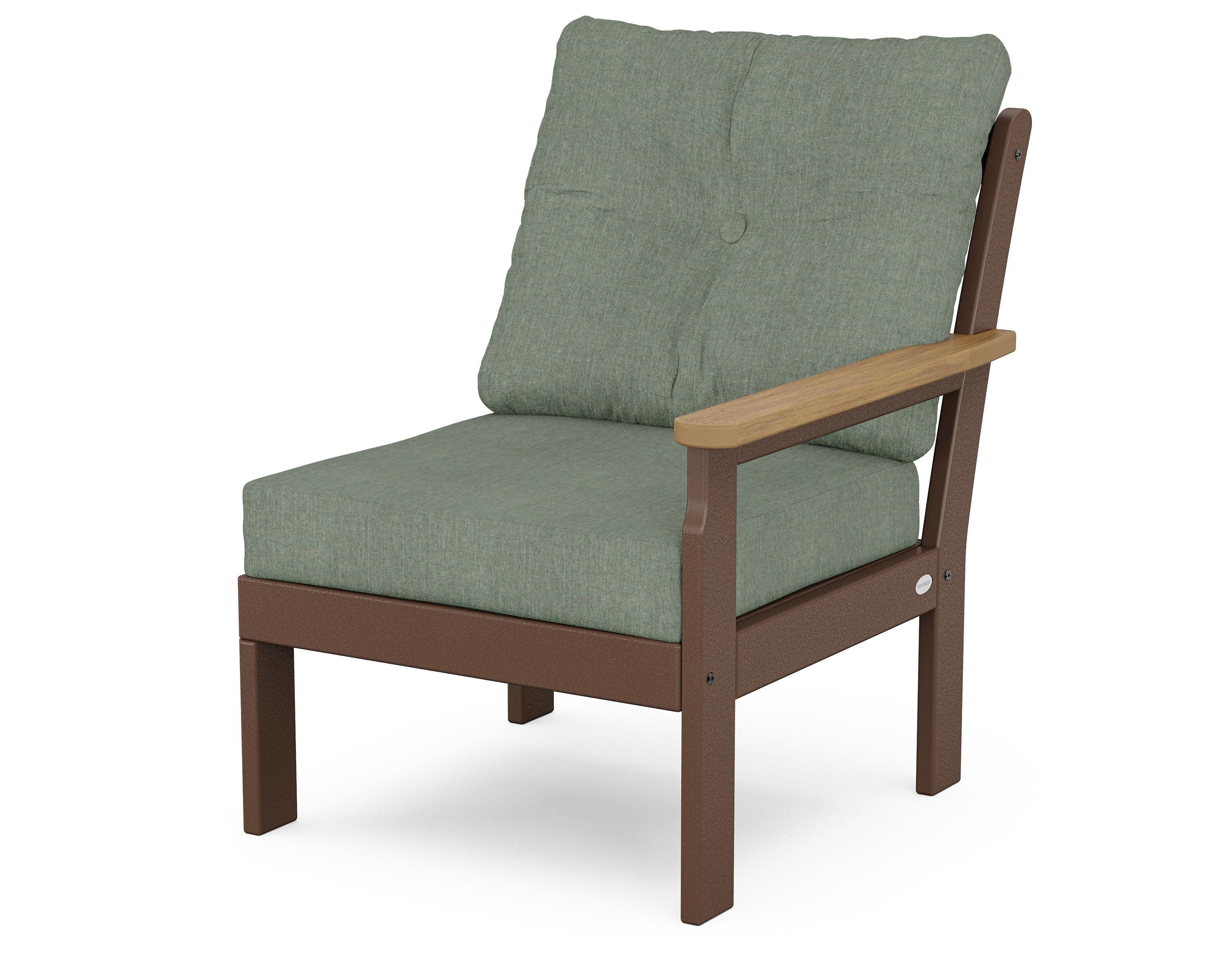 Vineyard Modular Right Arm Chair in Mahogany / Natural / Cast Sage