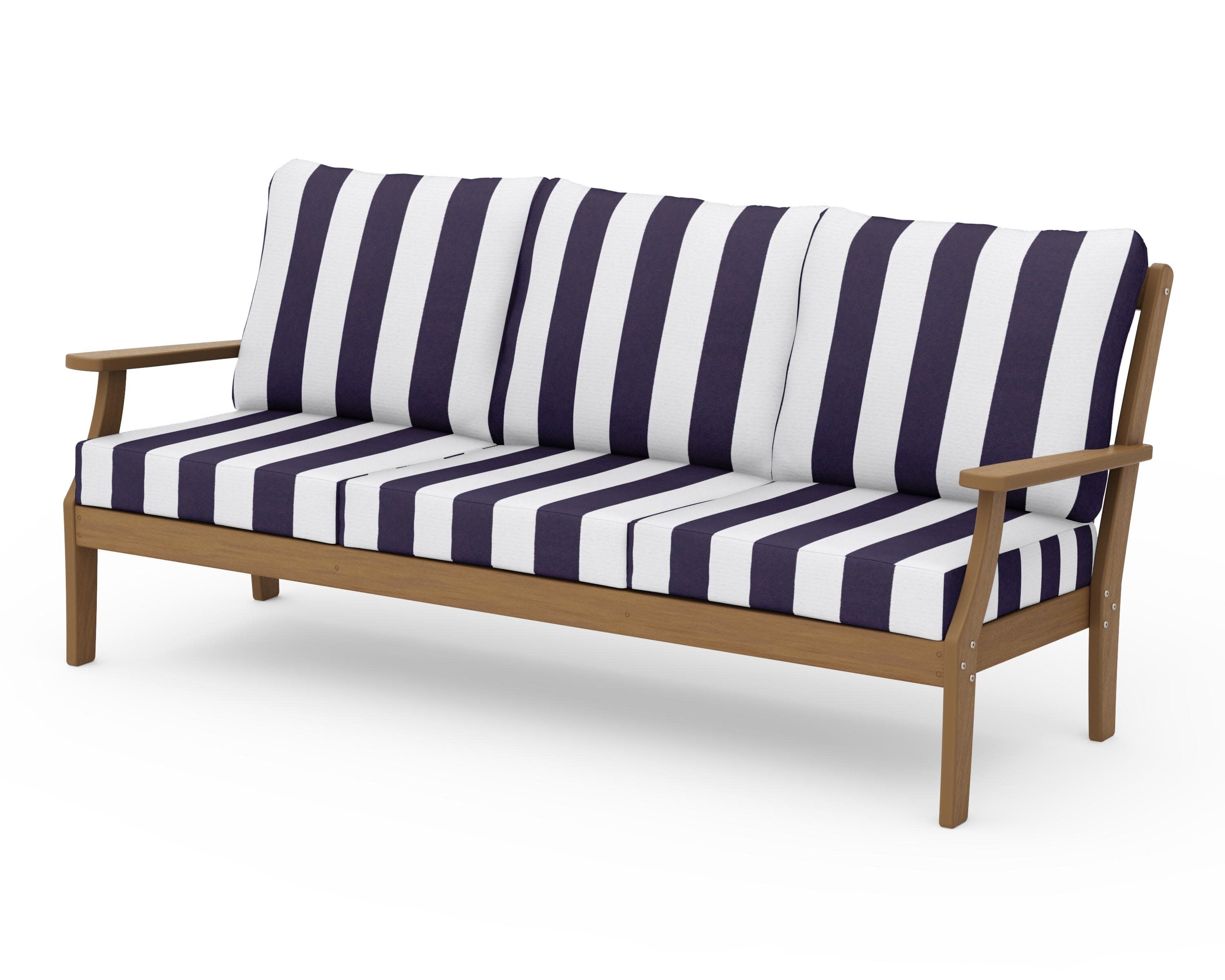 Braxton Deep Seating Sofa in Natural / Cabana Stripe Navy