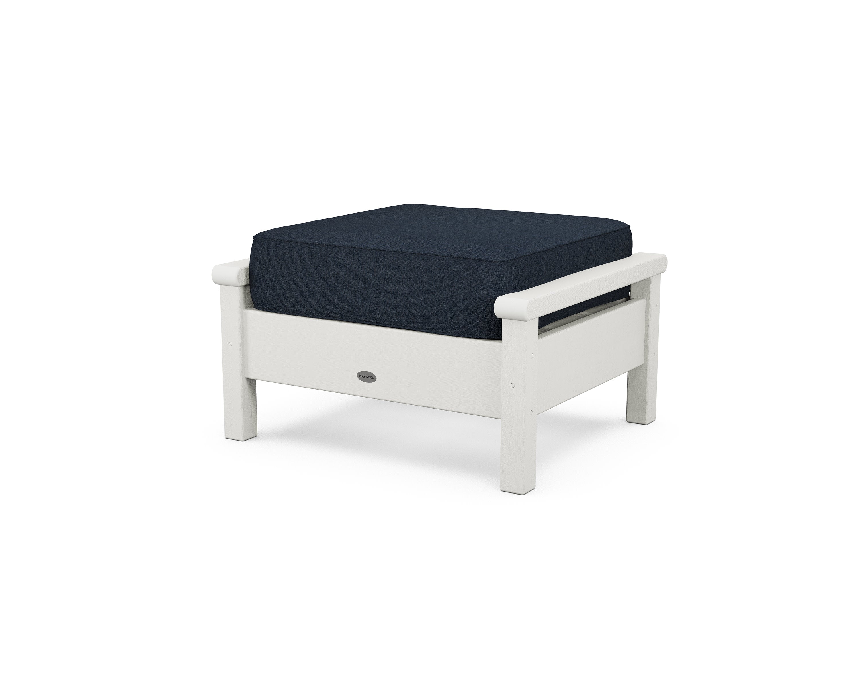 Harbour Deep Seating Ottoman in Vintage White / Marine Indigo