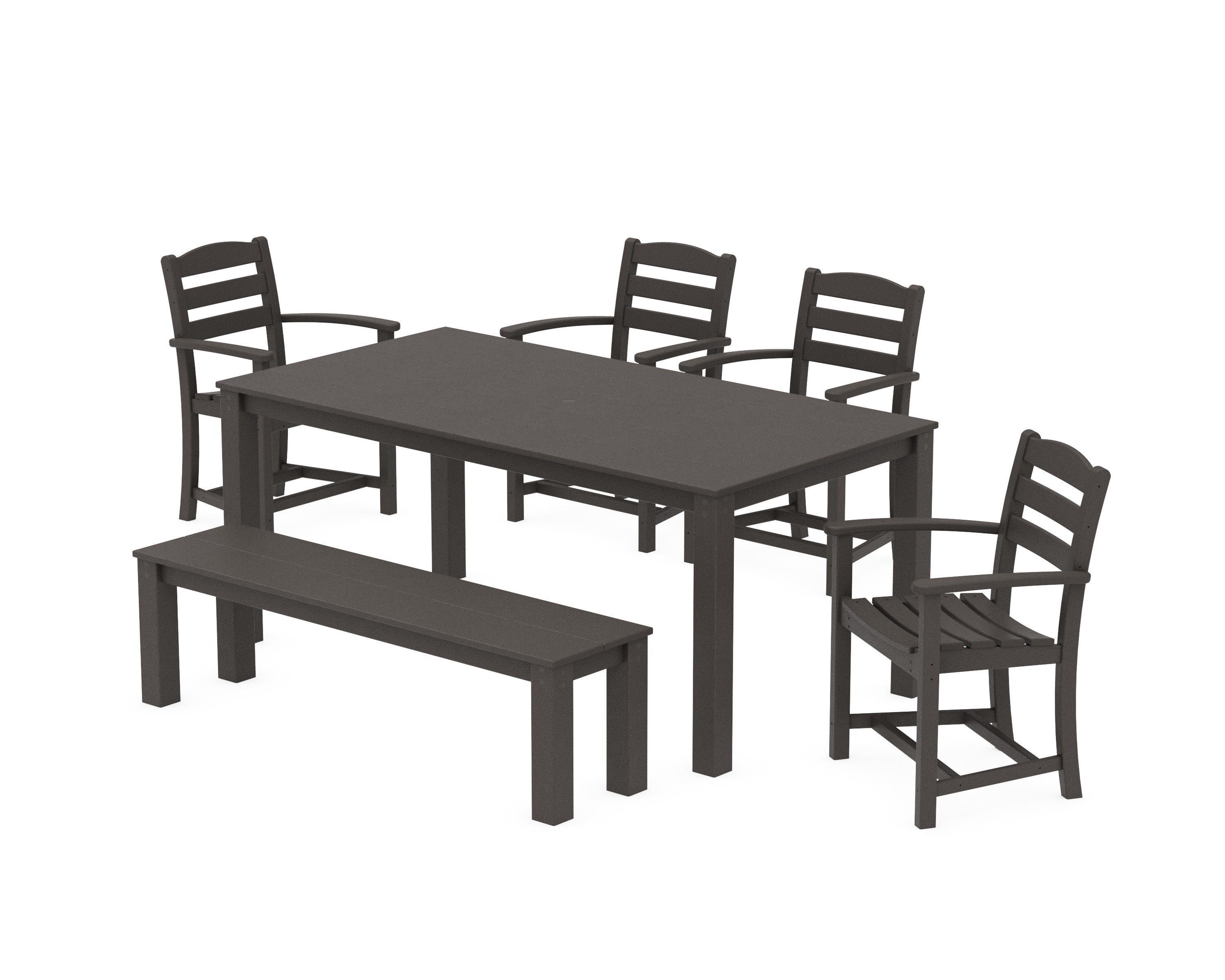 La Casa Cafe' 6-Piece Parsons Dining Set with Bench in Vintage Coffee