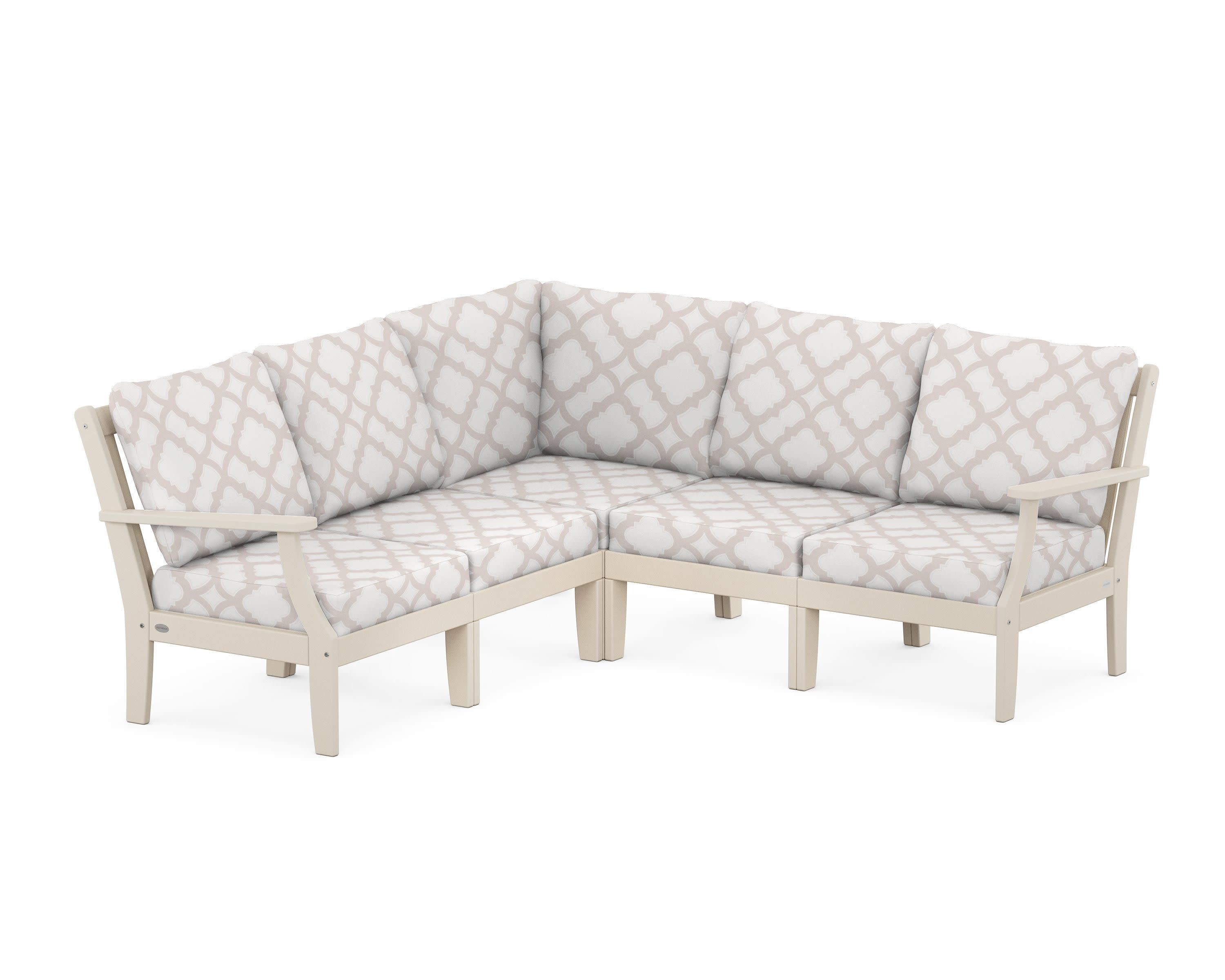 Braxton Modular 5-Piece Deep Seating Set in Sand / Trellis Dune Burlap