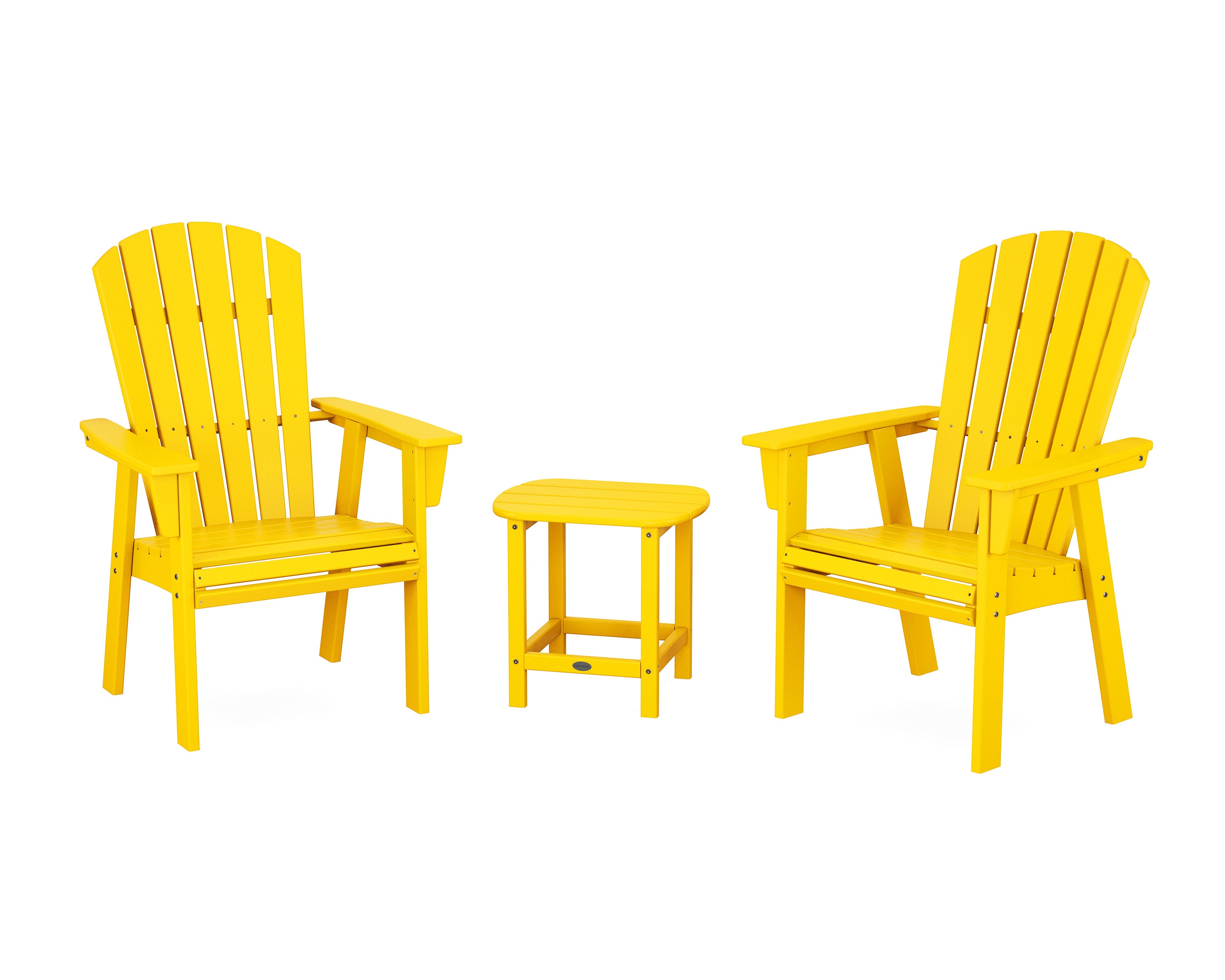Nautical 3-Piece Curveback Upright Adirondack Chair Set in Lemon