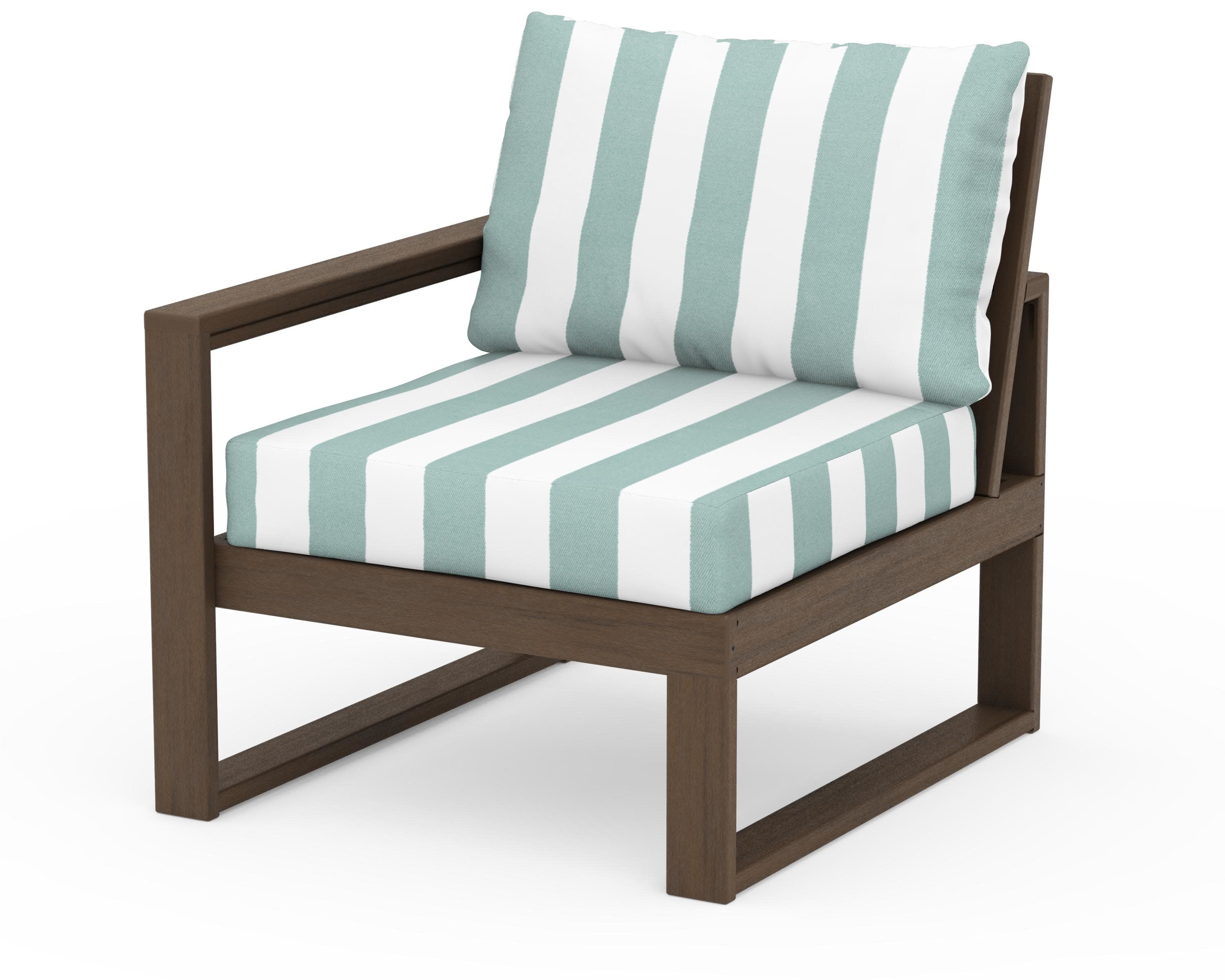 EDGE Modular Left Arm Chair in Kona / Cabana Stripe Glacier Spa