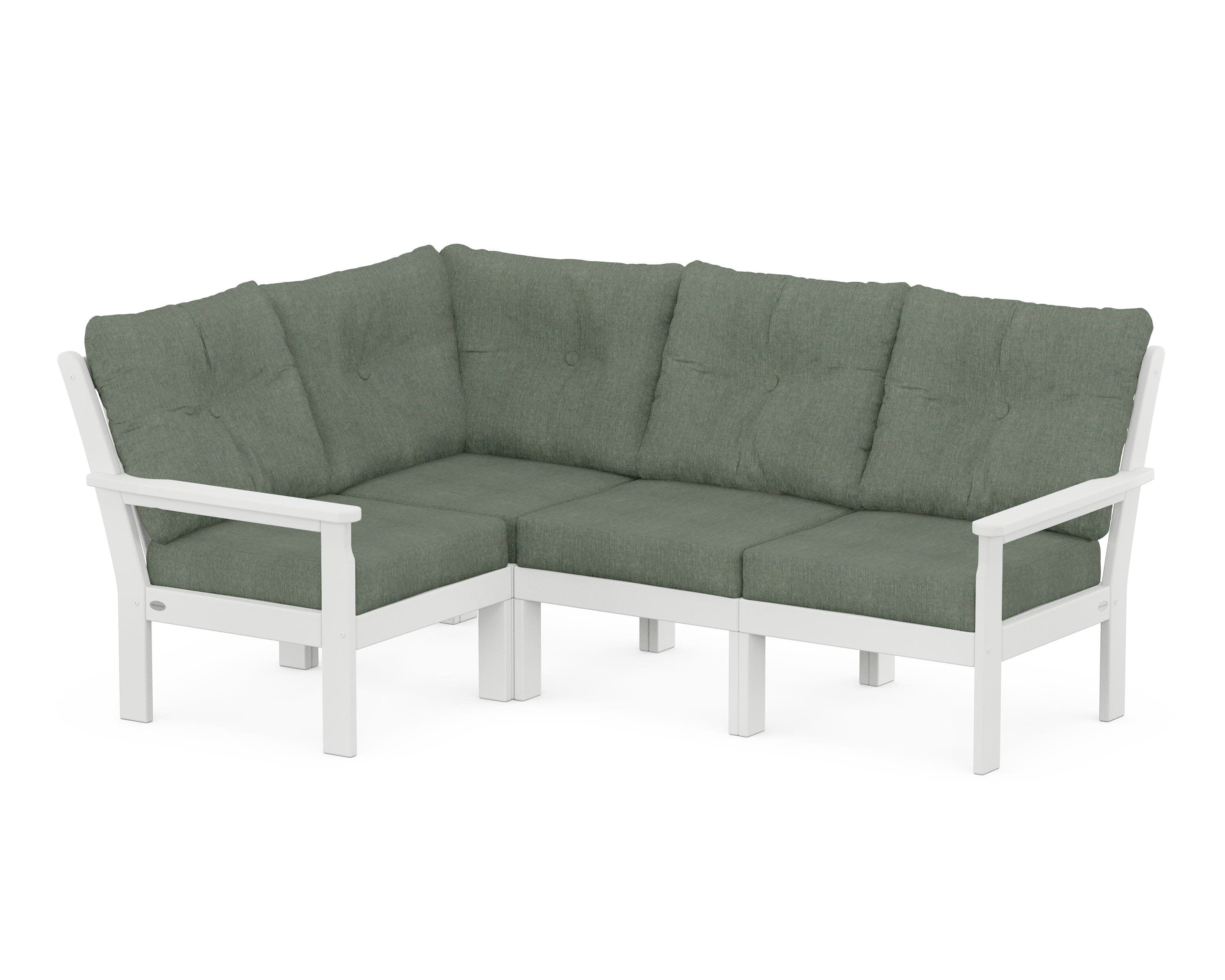 Vineyard 4-Piece Sectional in White / Cast Sage