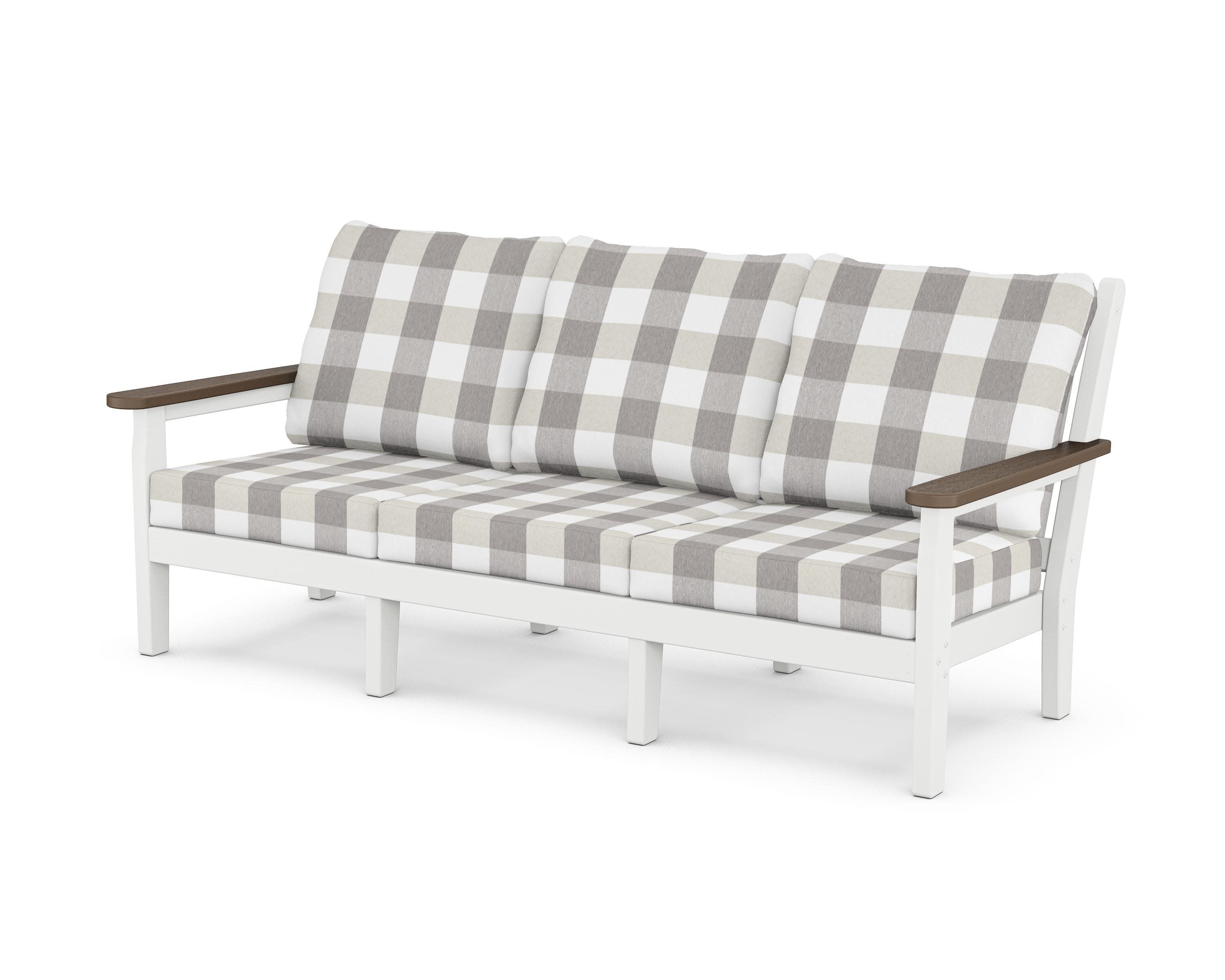 Chippendale Deep Seating Sofa in White / Kona / Buffalo Plaid Grey Mist