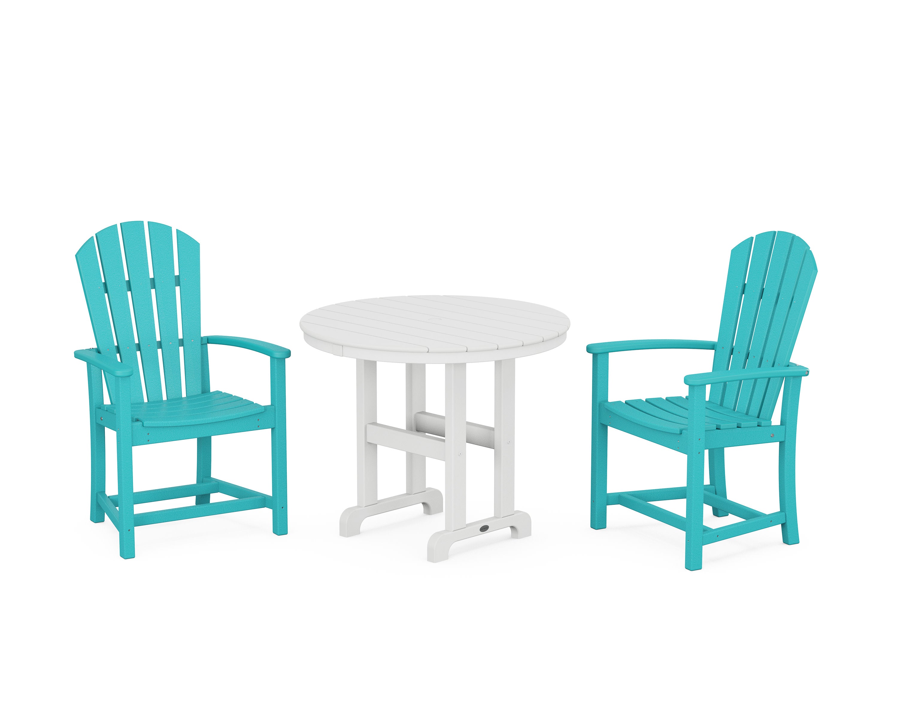 Palm Coast 3-Piece Round Farmhouse Dining Set in Aruba / White