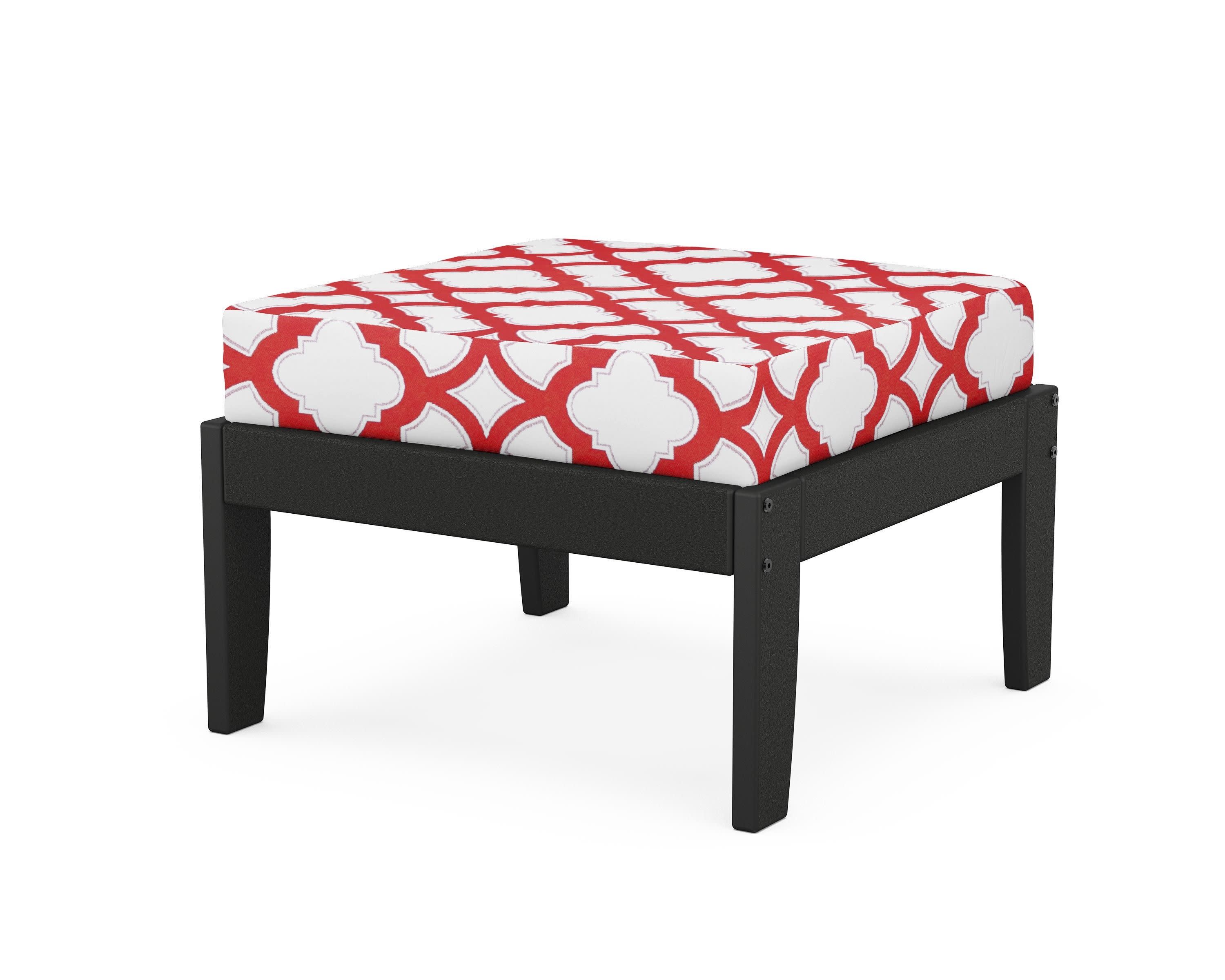 Modular Ottoman - Classic in Black / Trellis Crimson