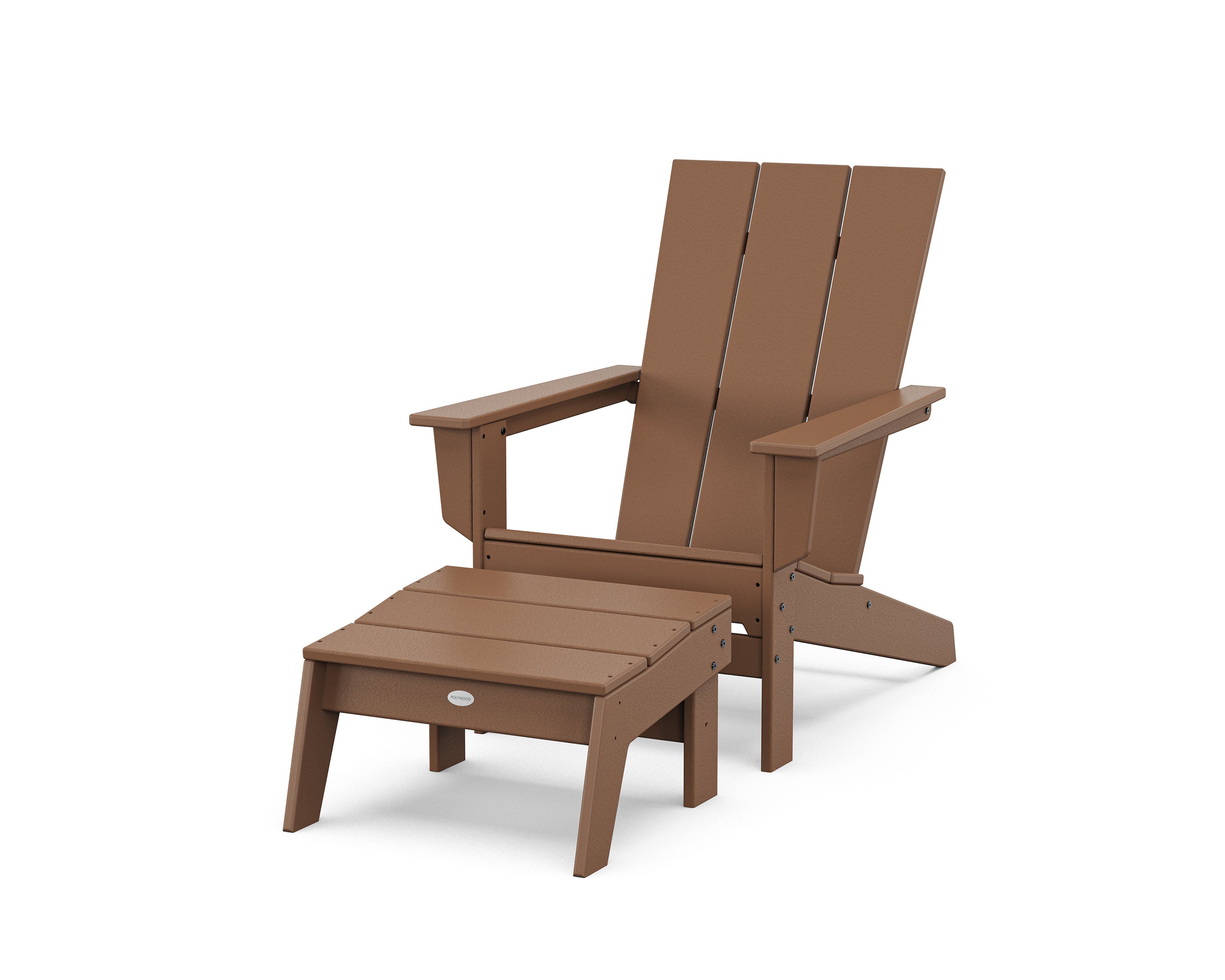 Modern Studio Adirondack Chair with Ottoman in Teak