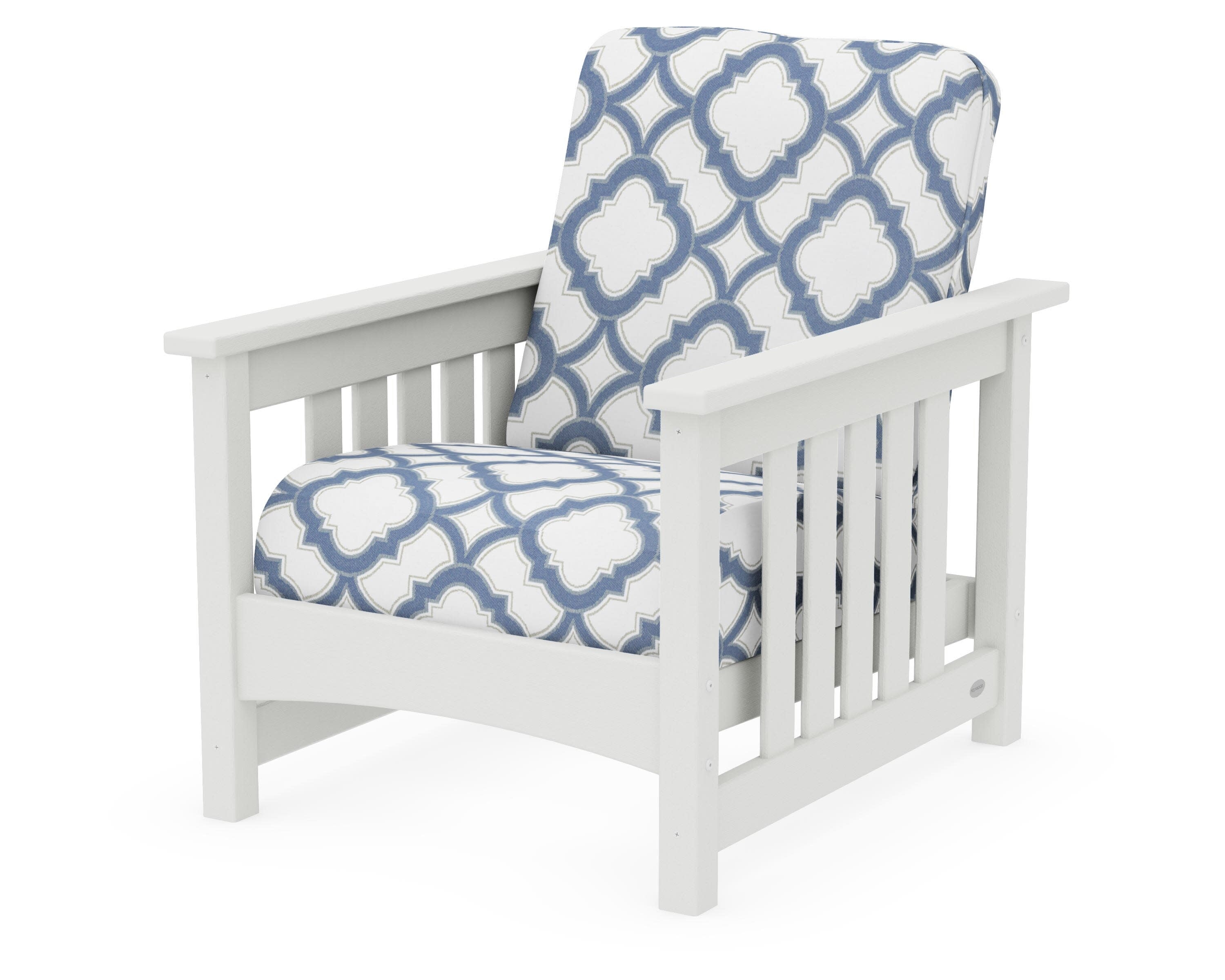 Club Mission Chair in Vintage White / Trellis Sky Blue