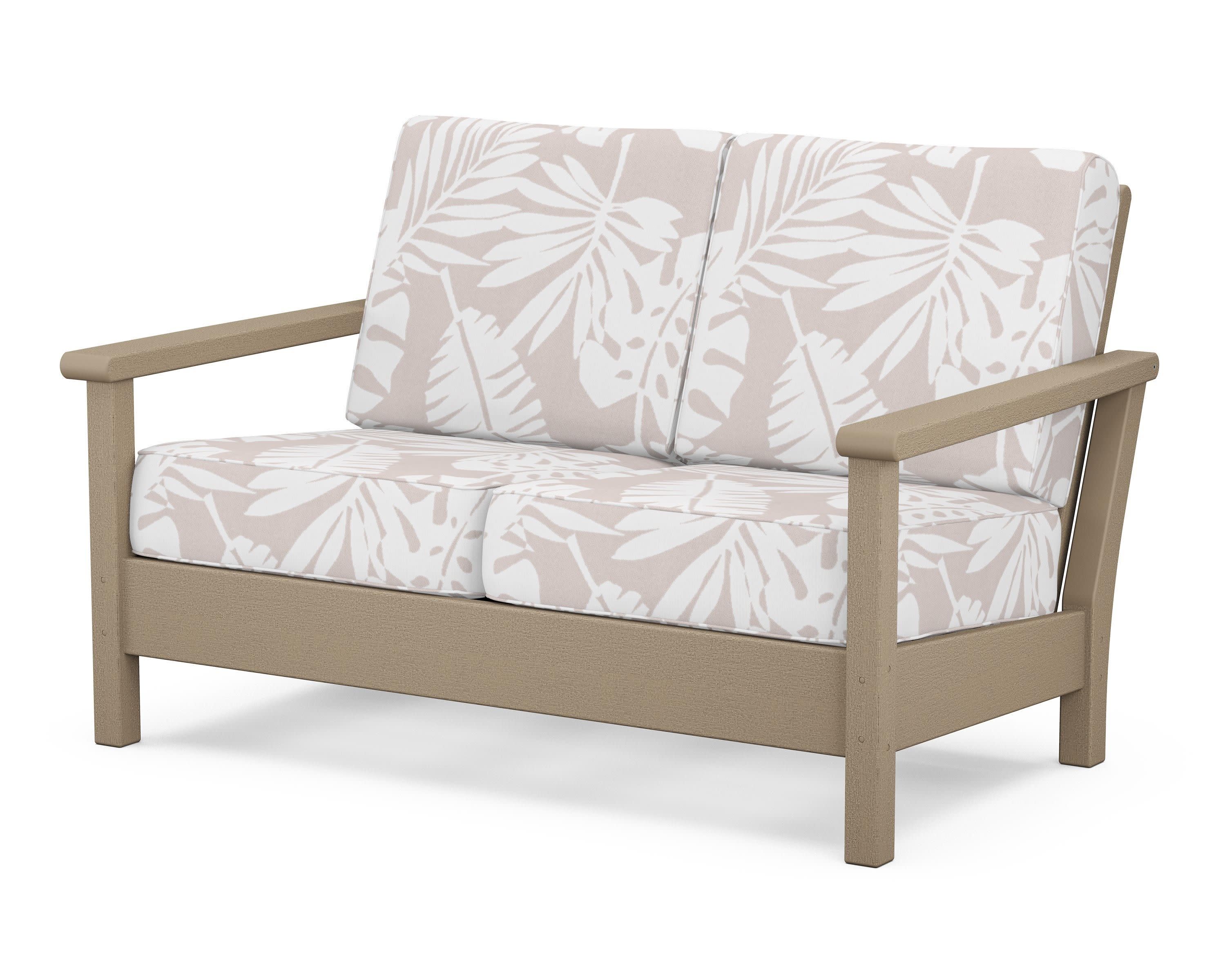 Harbour Deep Seating Loveseat in Vintage Sahara / Leaf Dune Burlap