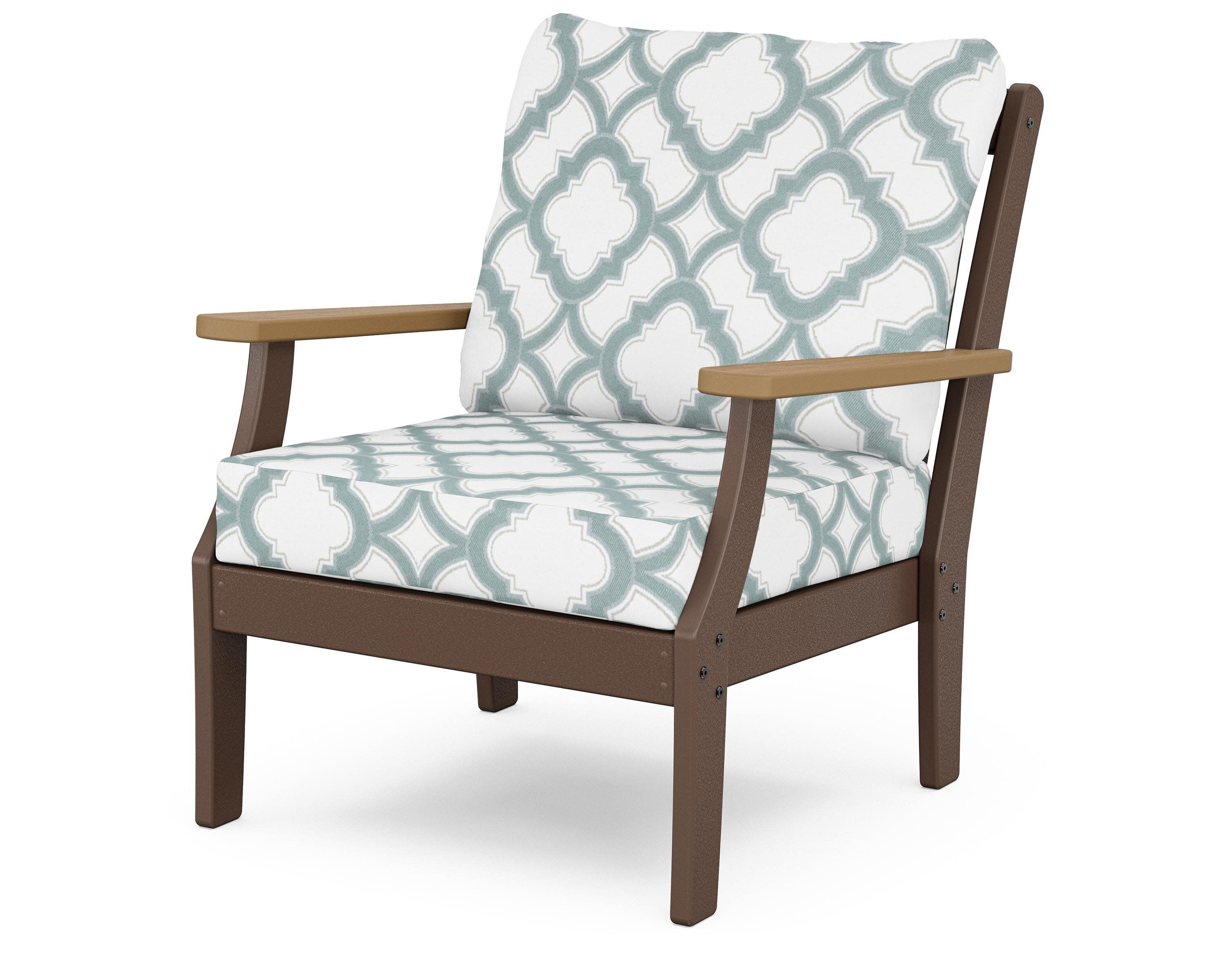 Braxton Deep Seating Chair in Mahogany / Natural / Trellis Glacier Spa