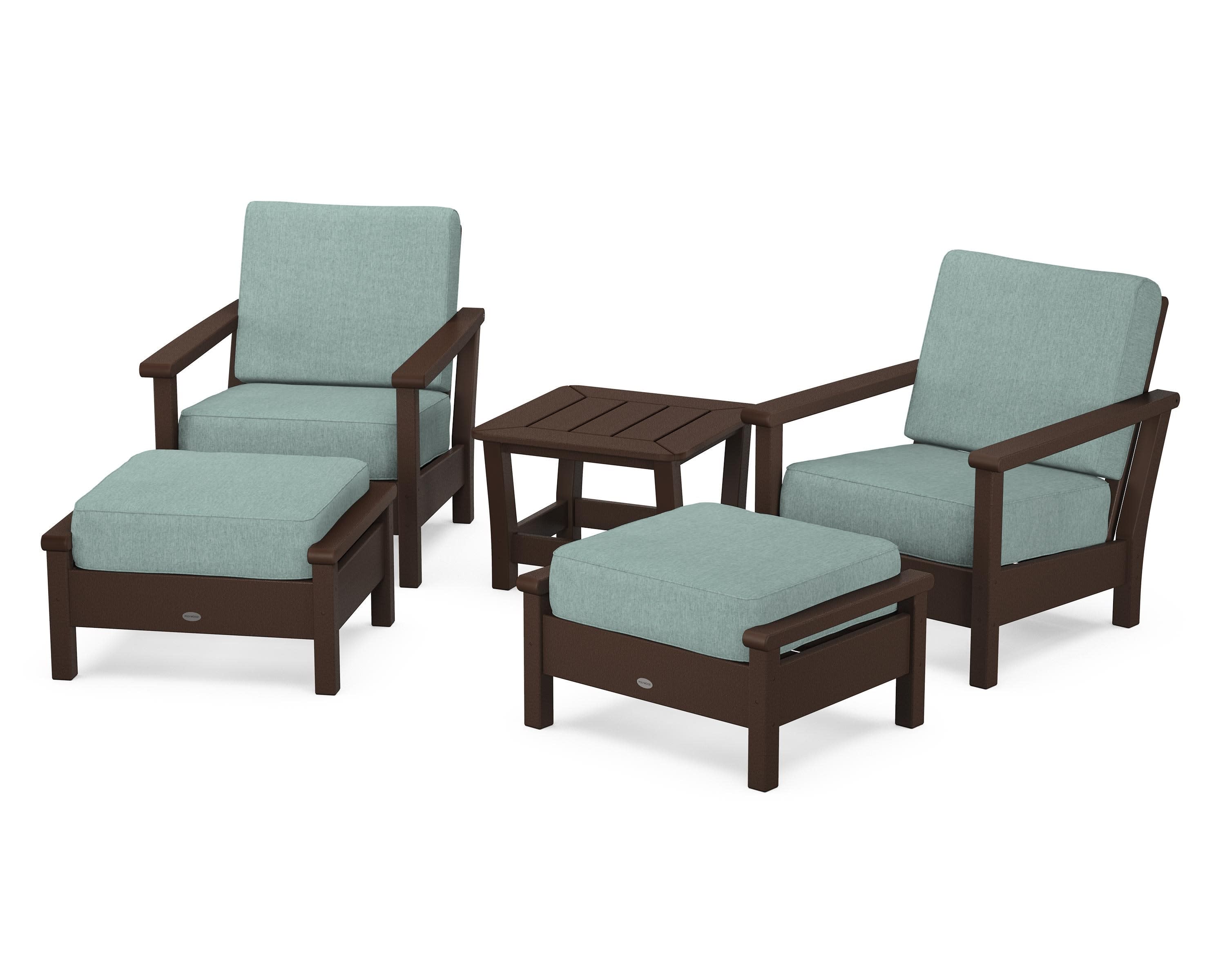 Harbour 5-Piece Deep Seating Chair Set in Mahogany / Glacier Spa