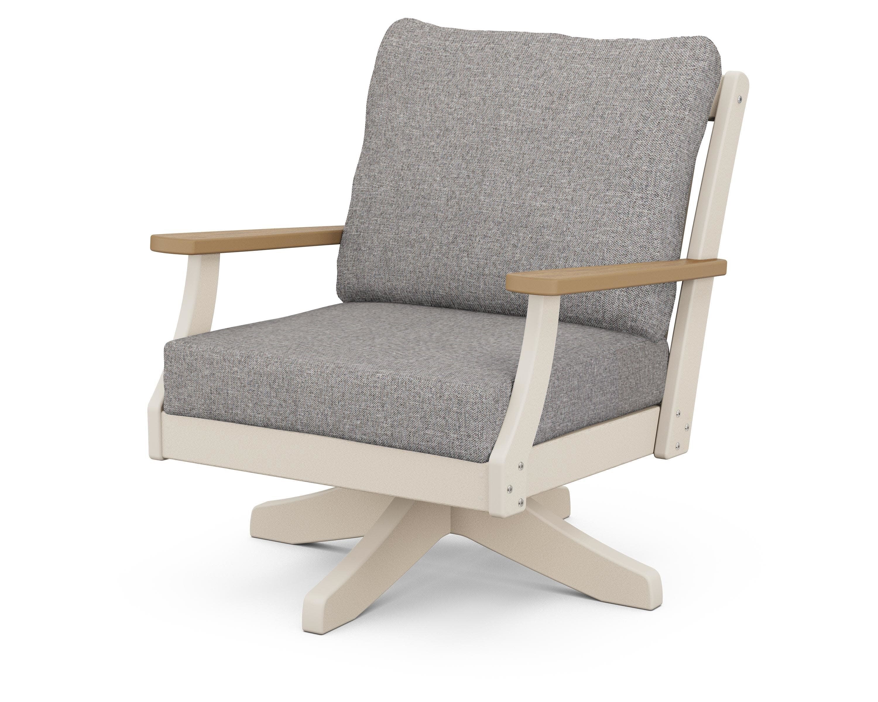 Braxton Deep Seating Swivel Chair in Sand / Natural / Grey Mist