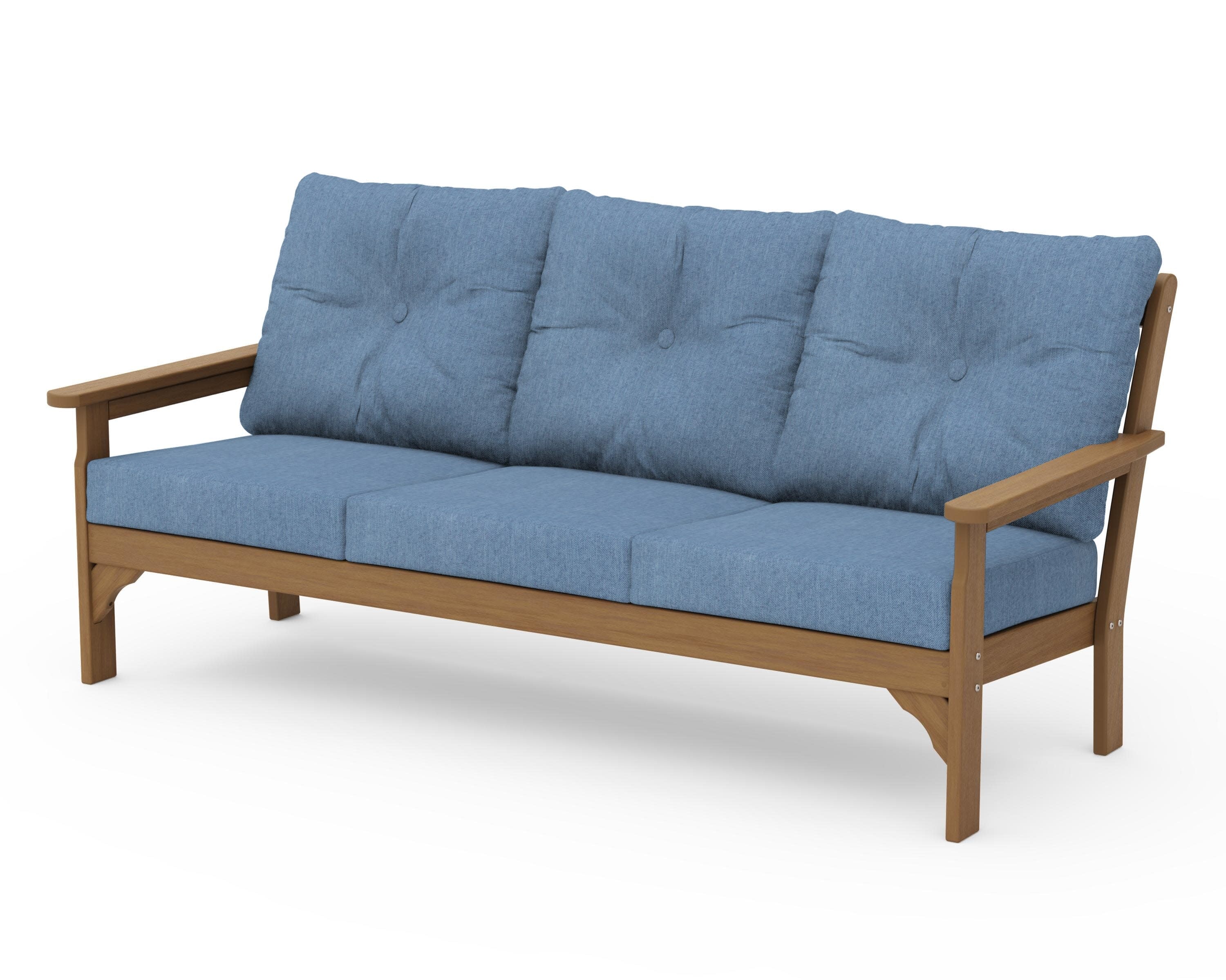 Vineyard Deep Seating Sofa in Natural / Sky Blue