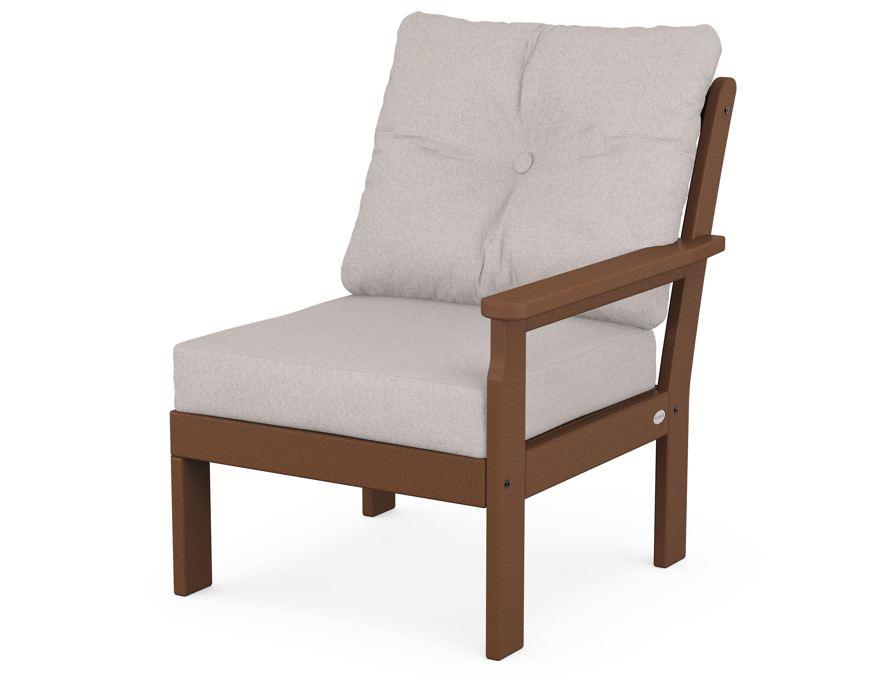 Vineyard Modular Right Arm Chair in Teak / Dune Burlap