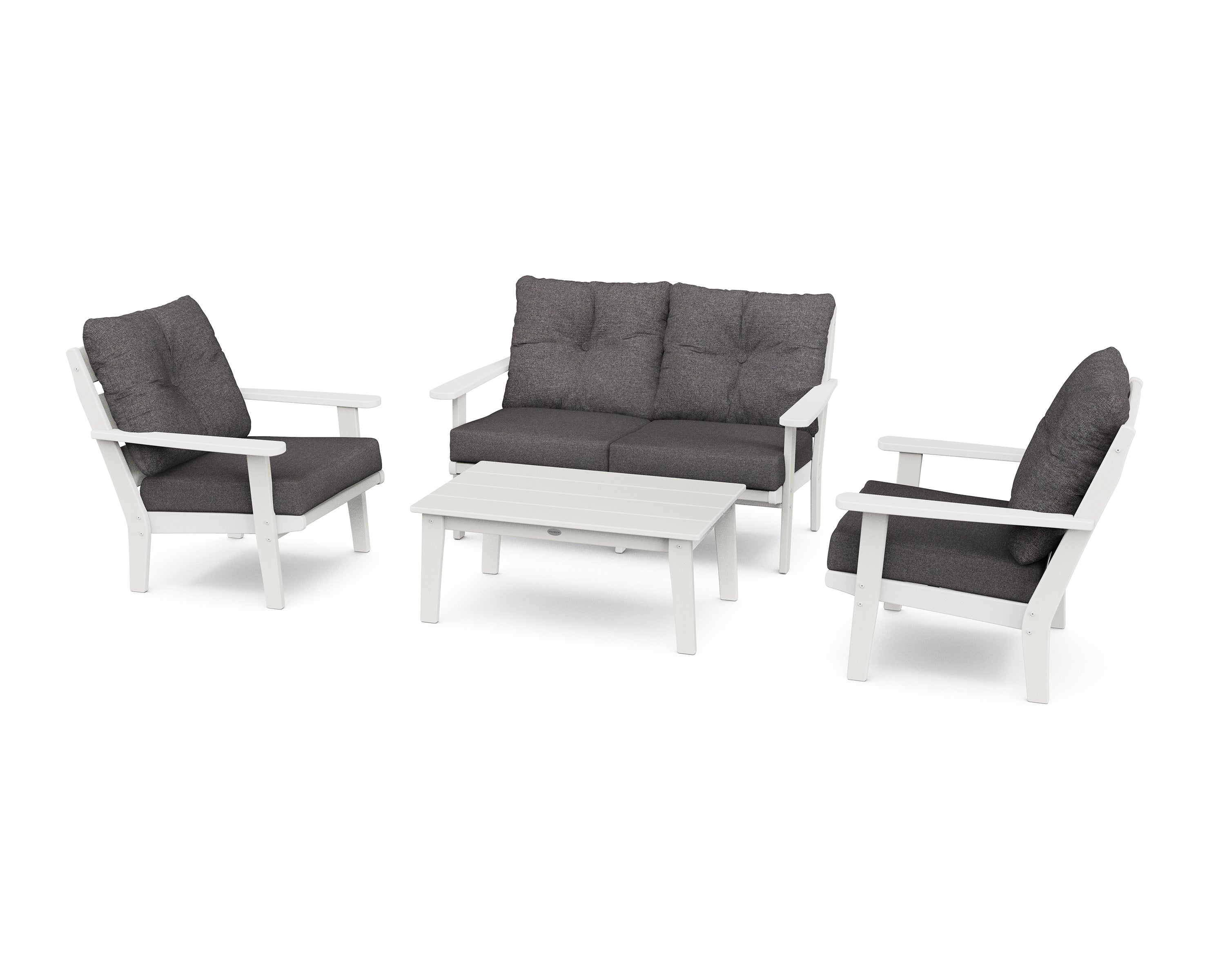 Lakeside 4-Piece Deep Seating Set in Vintage White / Ash Charcoal