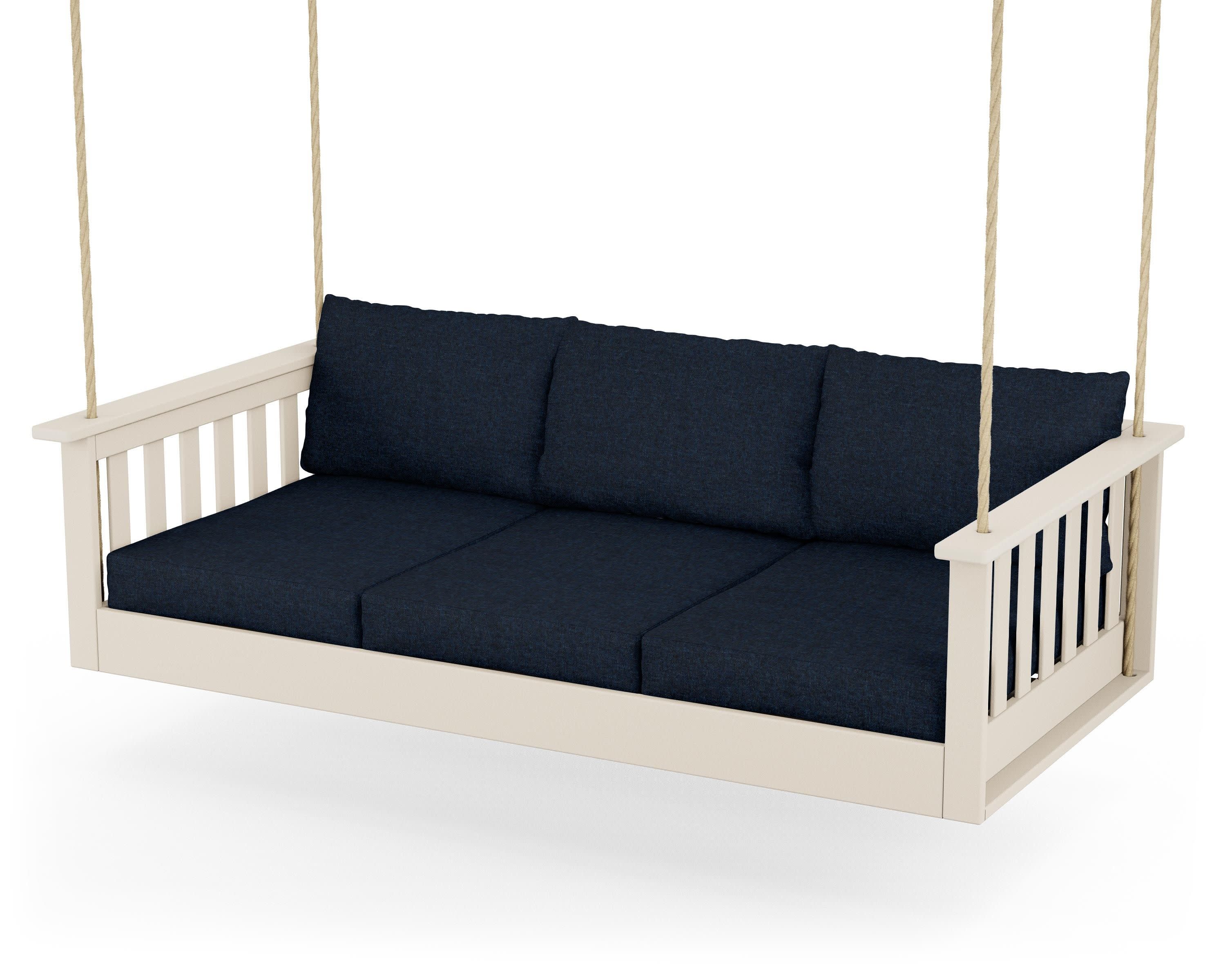 Vineyard Daybed Swing in Sand / Marine Indigo