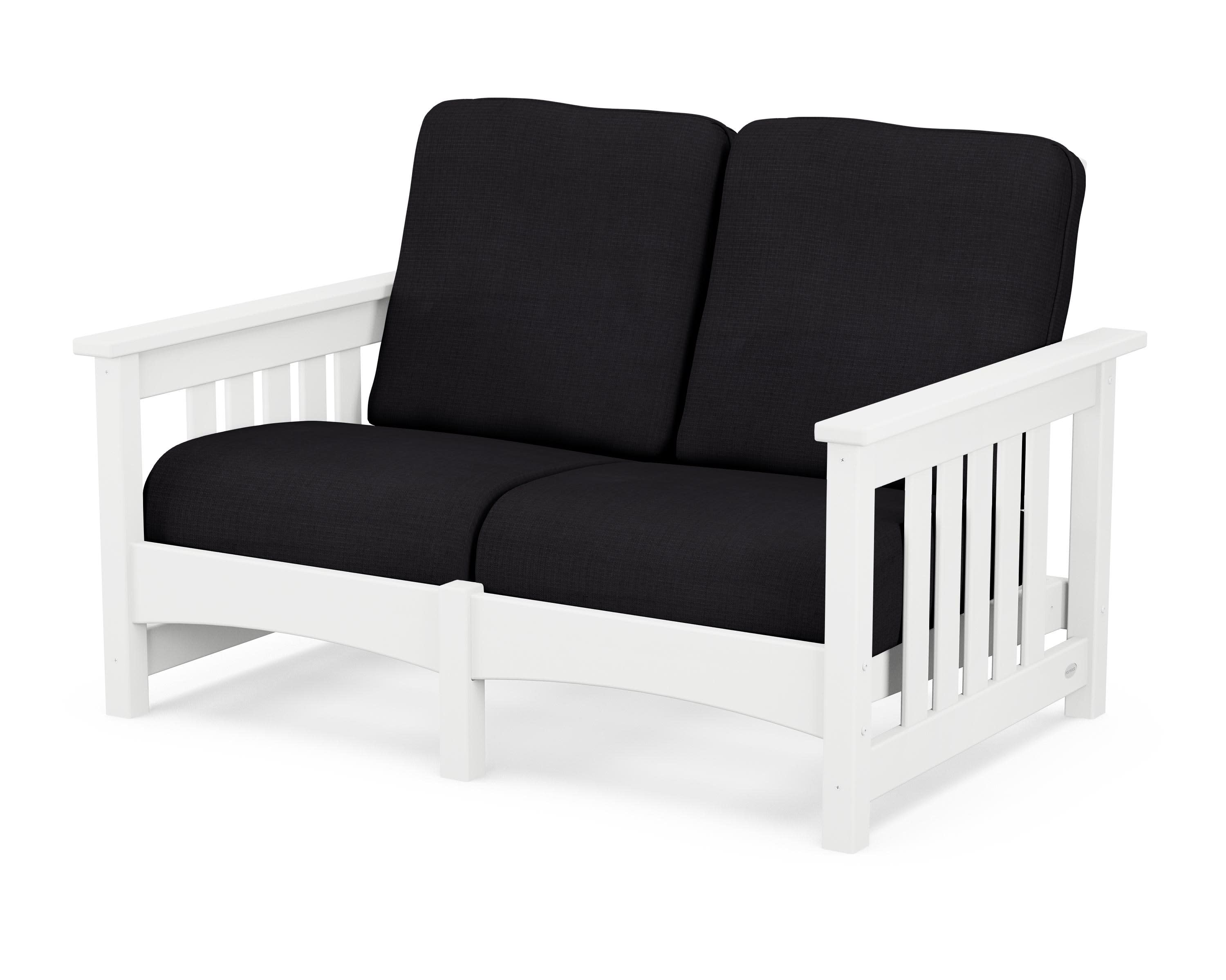 Club Mission Loveseat in White / Midnight Linen