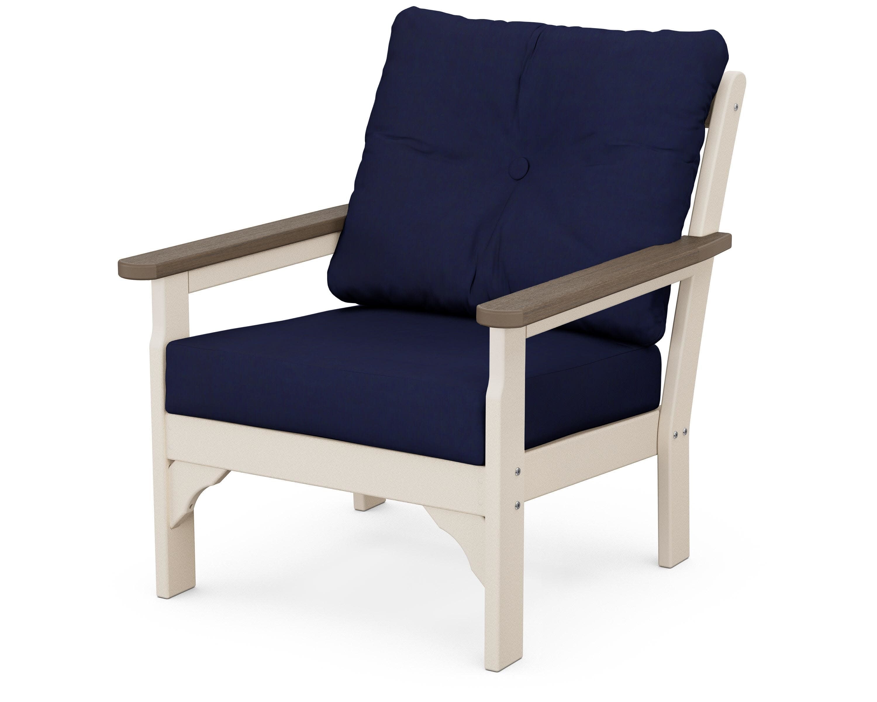 Vineyard Deep Seating Chair in Sand / Kona / Navy