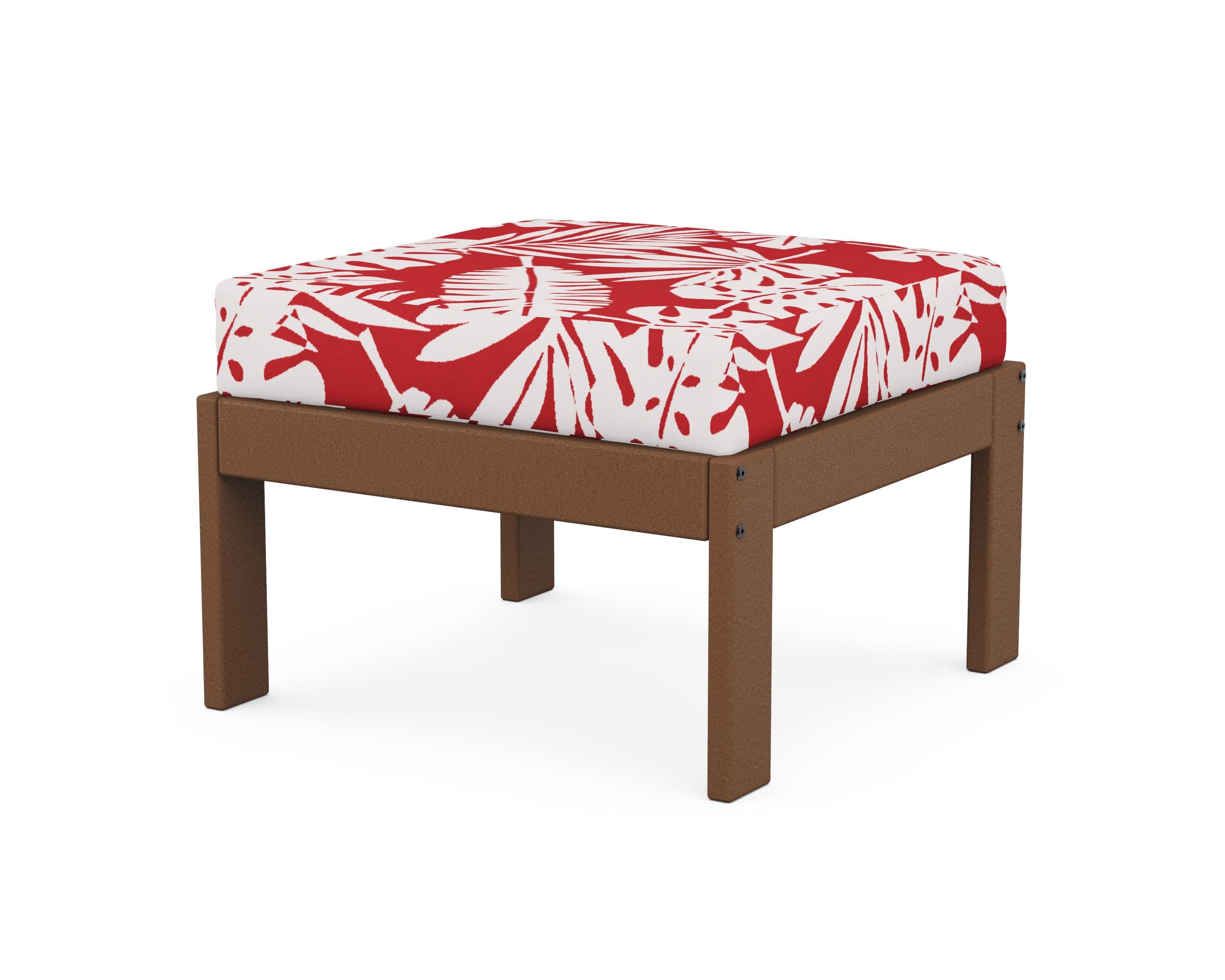 Vineyard Modular Ottoman in Teak / Leaf Crimson