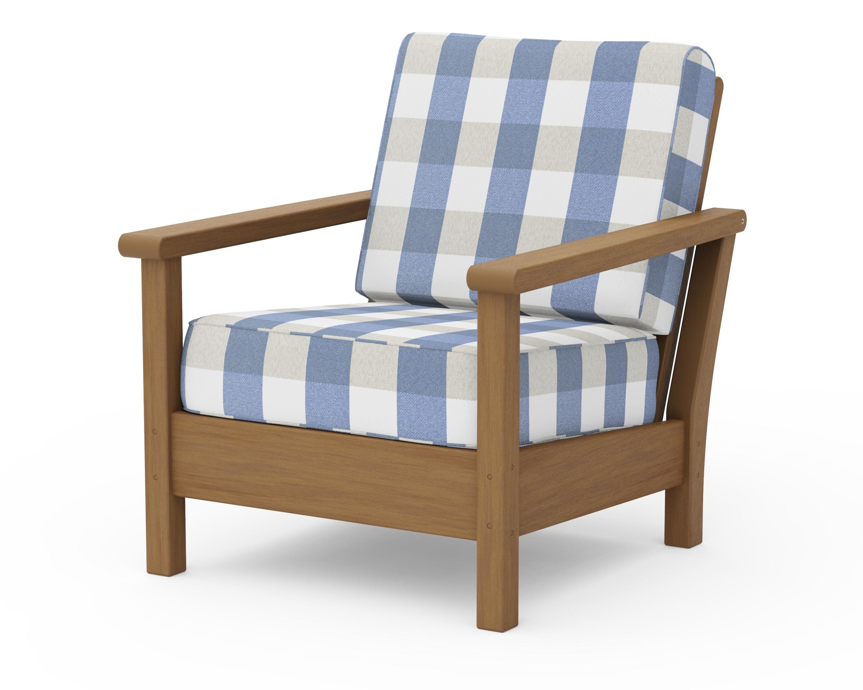 Harbour Deep Seating Chair in Natural / Buffalo Plaid Sky Blue