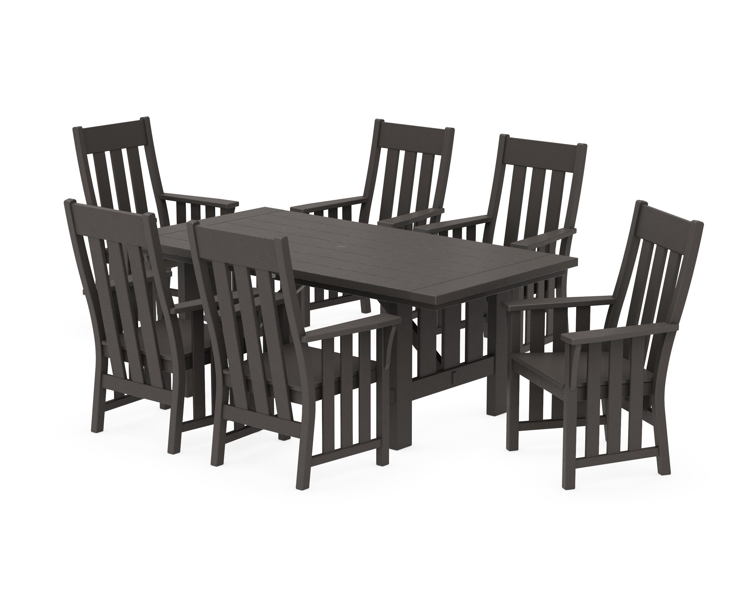 Acadia Arm Chair 7-Piece Dining Set in Vintage Coffee