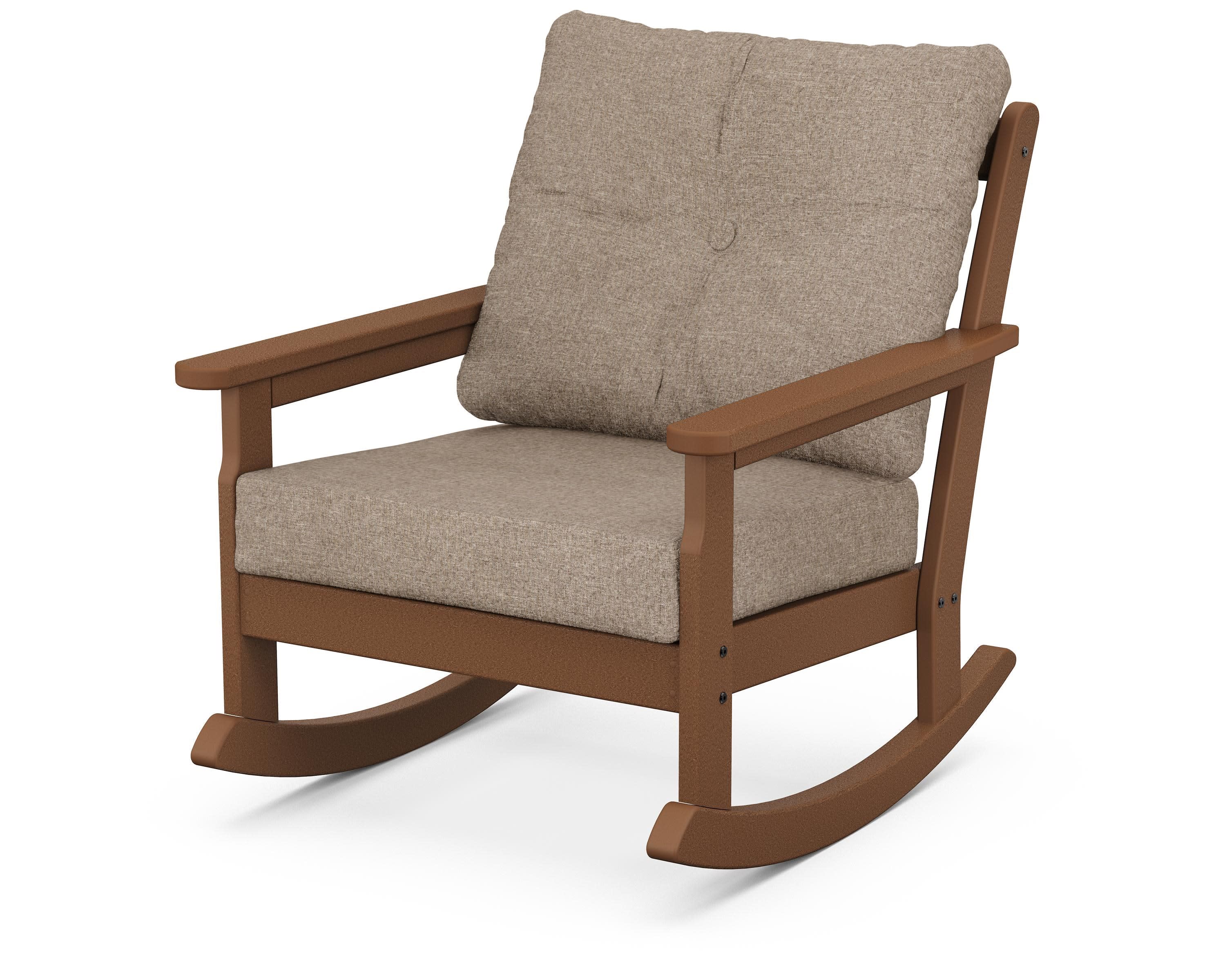 Vineyard Deep Seating Rocking Chair in Teak / Spiced Burlap