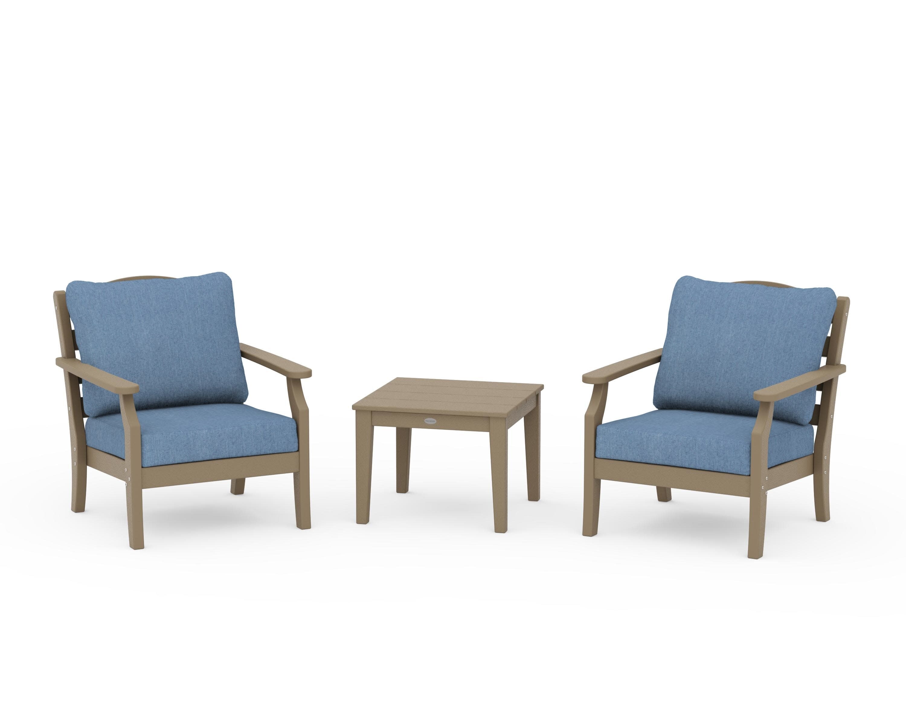 Savannah 3-Piece Deep Seating Set in Vintage Sahara / Sky Blue